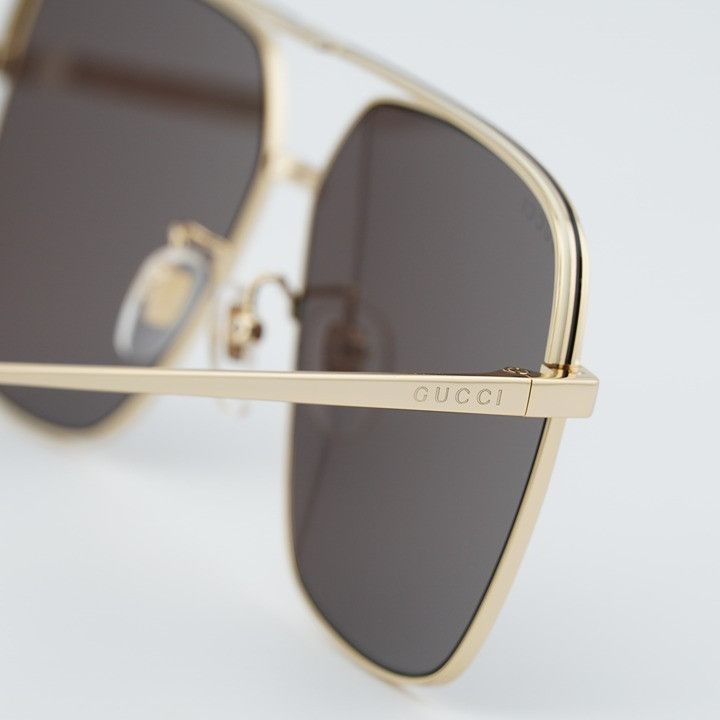 Gucci Gucci GG1099SA 003 Sunglasses Gold Aviator Frame, Brown Size ONE SIZE - 6 Thumbnail