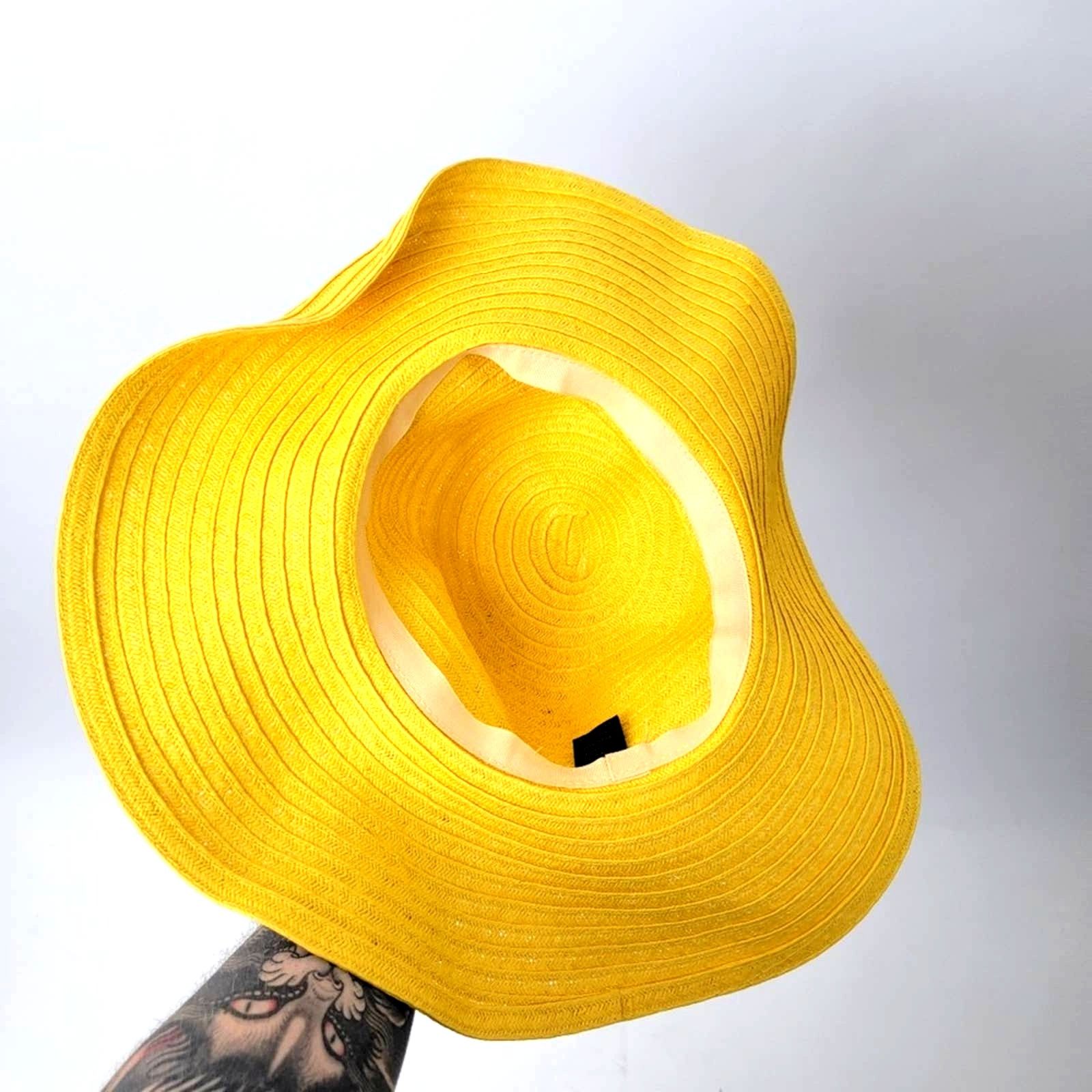 Designer NEW Floppy Summer Sunshine Yellow Widebrim Hat Size ONE SIZE - 3 Thumbnail