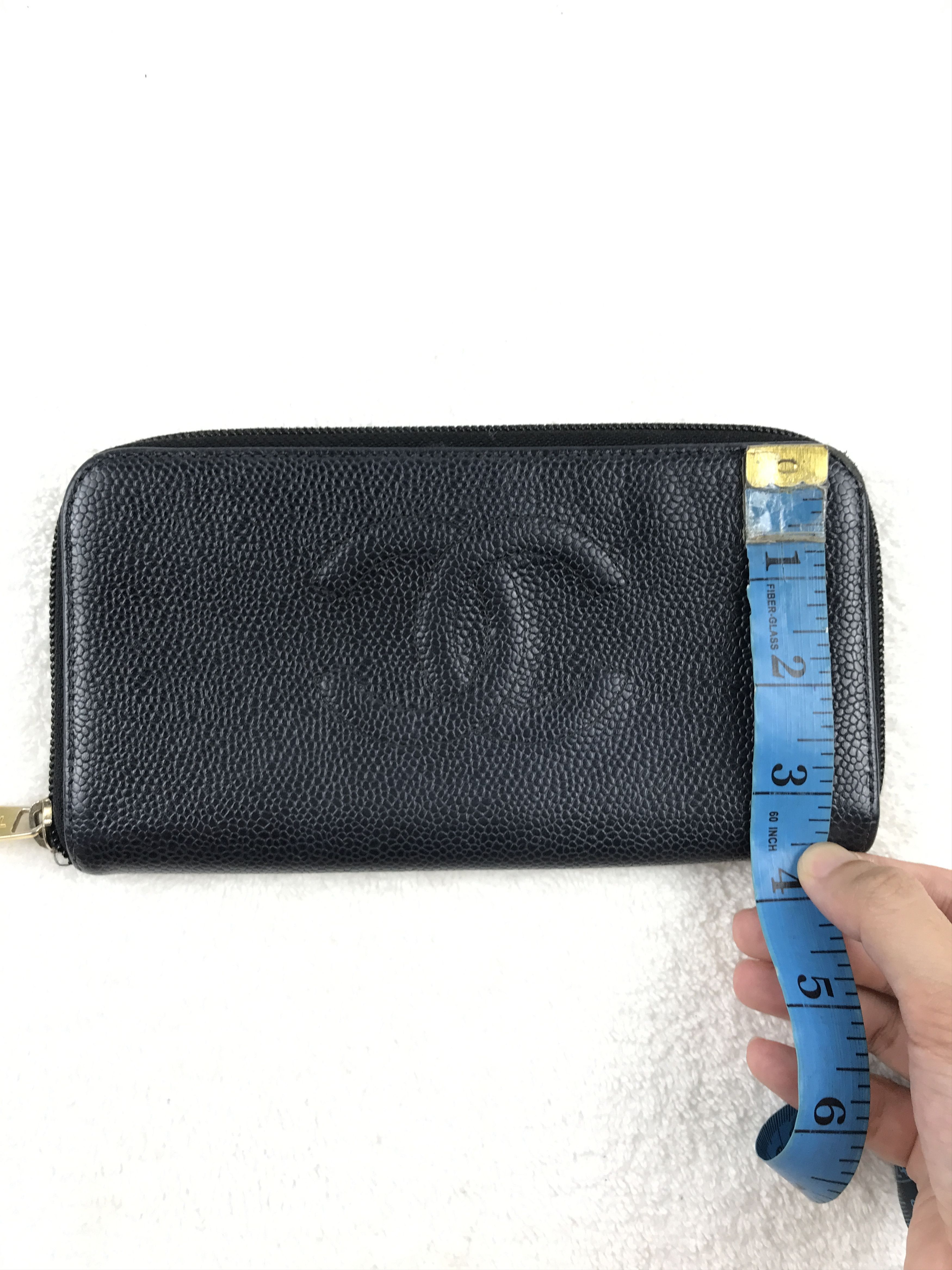 Chanel Vintage Chanel Black Caviar CC Logo Zip Around Long Wallet Size ONE SIZE - 6 Thumbnail