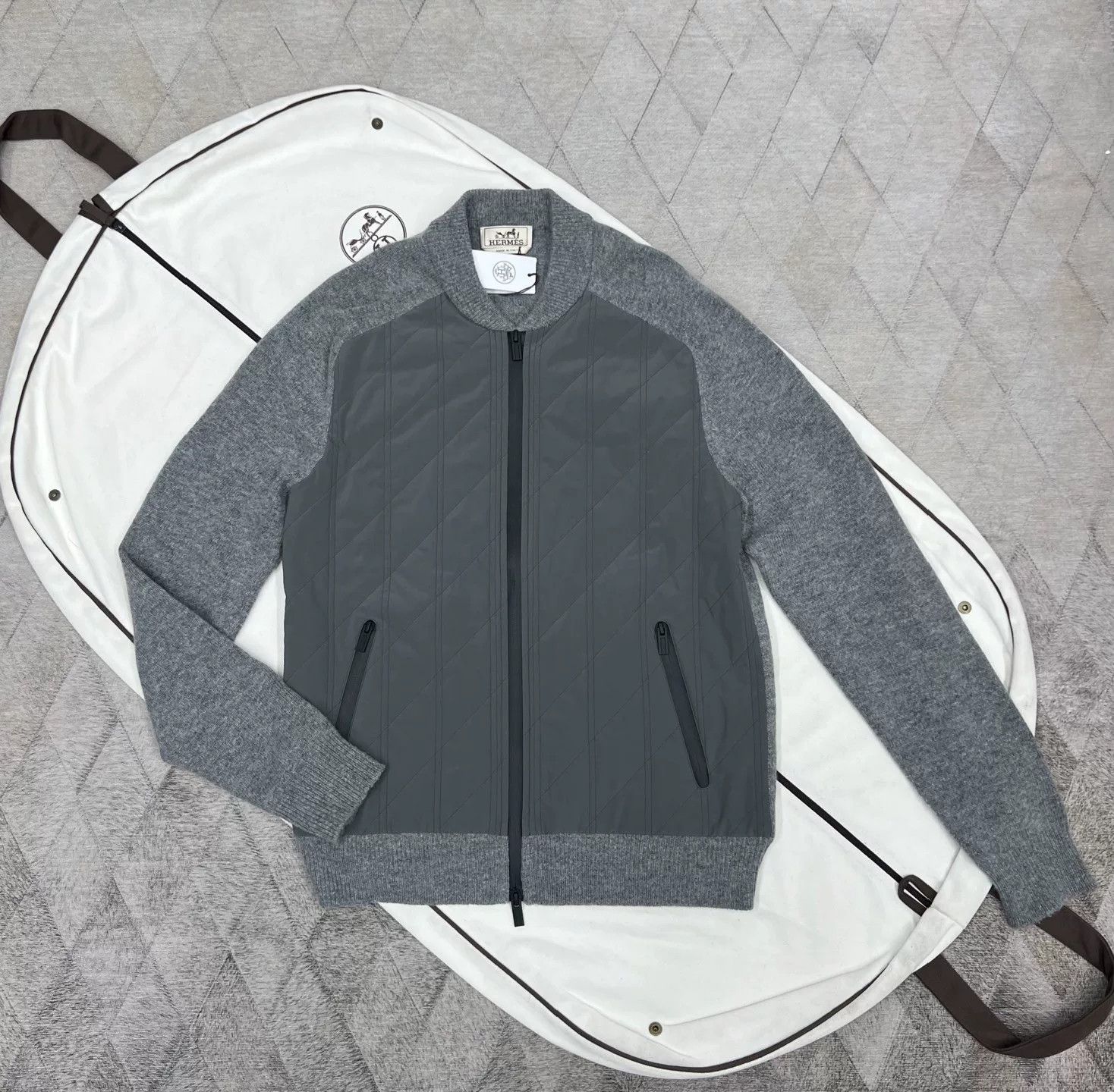 Hermes Hermes Cashmere Paneled Baseball Jacket Size US S / EU 44-46 / 1 - 1 Thumbnail