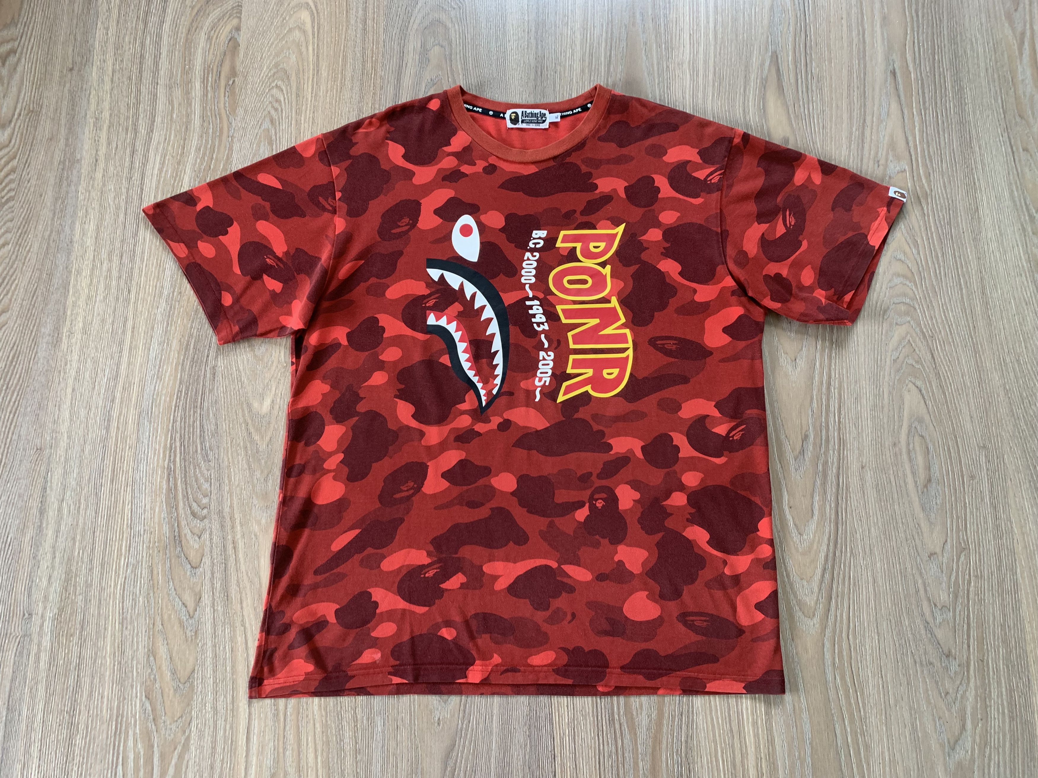 Bape Rare A Bathing Ape Camouflage Shark Craphic T Shirt Size US XL / EU 56 / 4 - 2 Thumbnail