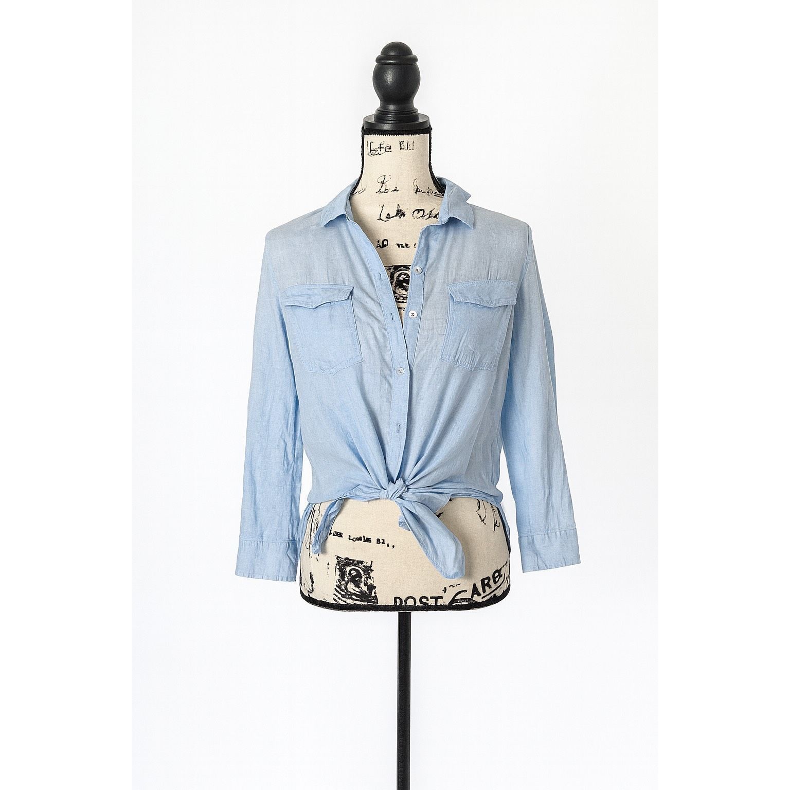 Other Jennyfer Blue Tie Front Button Down Shirt Women’s Size Small Size S / US 4 / IT 40 - 1 Thumbnail