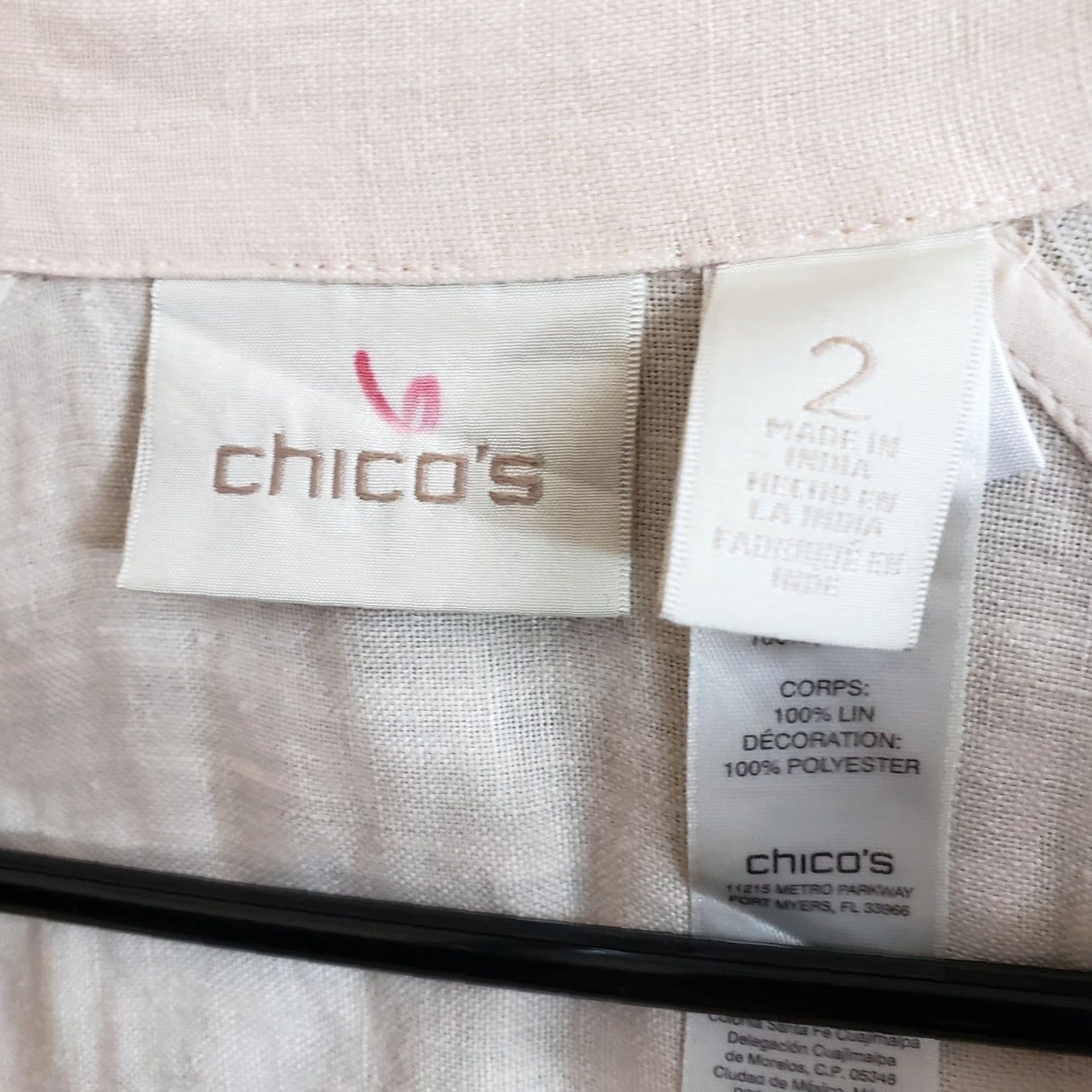 Vintage VINTAGE Chico's Womens Eyelet Linen Jacket Sz Large Peach 3/4 Sleeve Zips Size L / US 10 / IT 46 - 6 Thumbnail