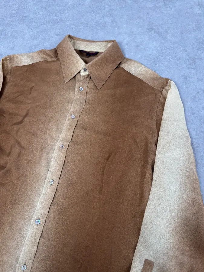 Roberto Cavalli 2000s Roberto Cavalli Camel Silk Gradient Shirt Size US M / EU 48-50 / 2 - 5 Thumbnail