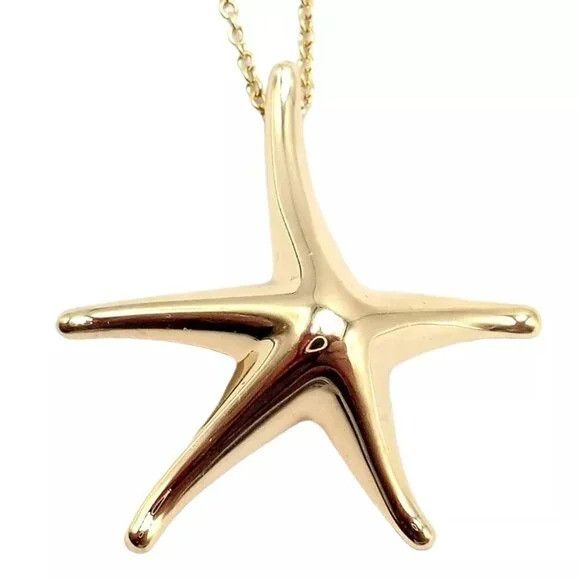 Tiffany & Co 18k Yellow Gold Large Starfish Pendant Necklace