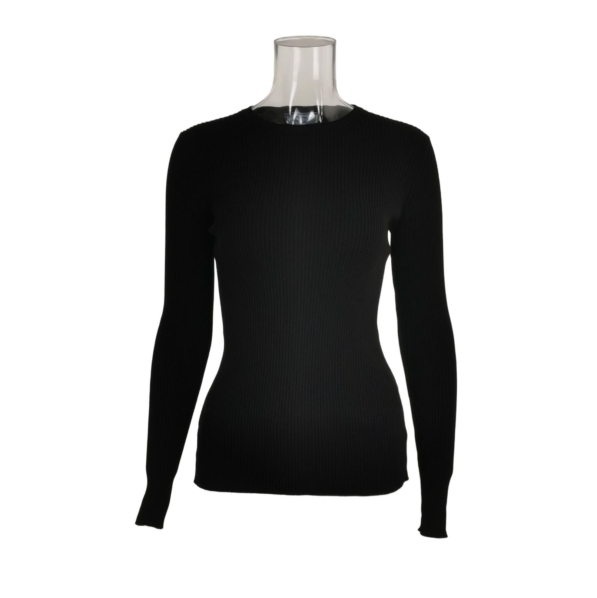 Prada Prada Black Ribbed Knit Long Sleeve Top - dmc Size S / US 4 / IT 40 - 1 Thumbnail