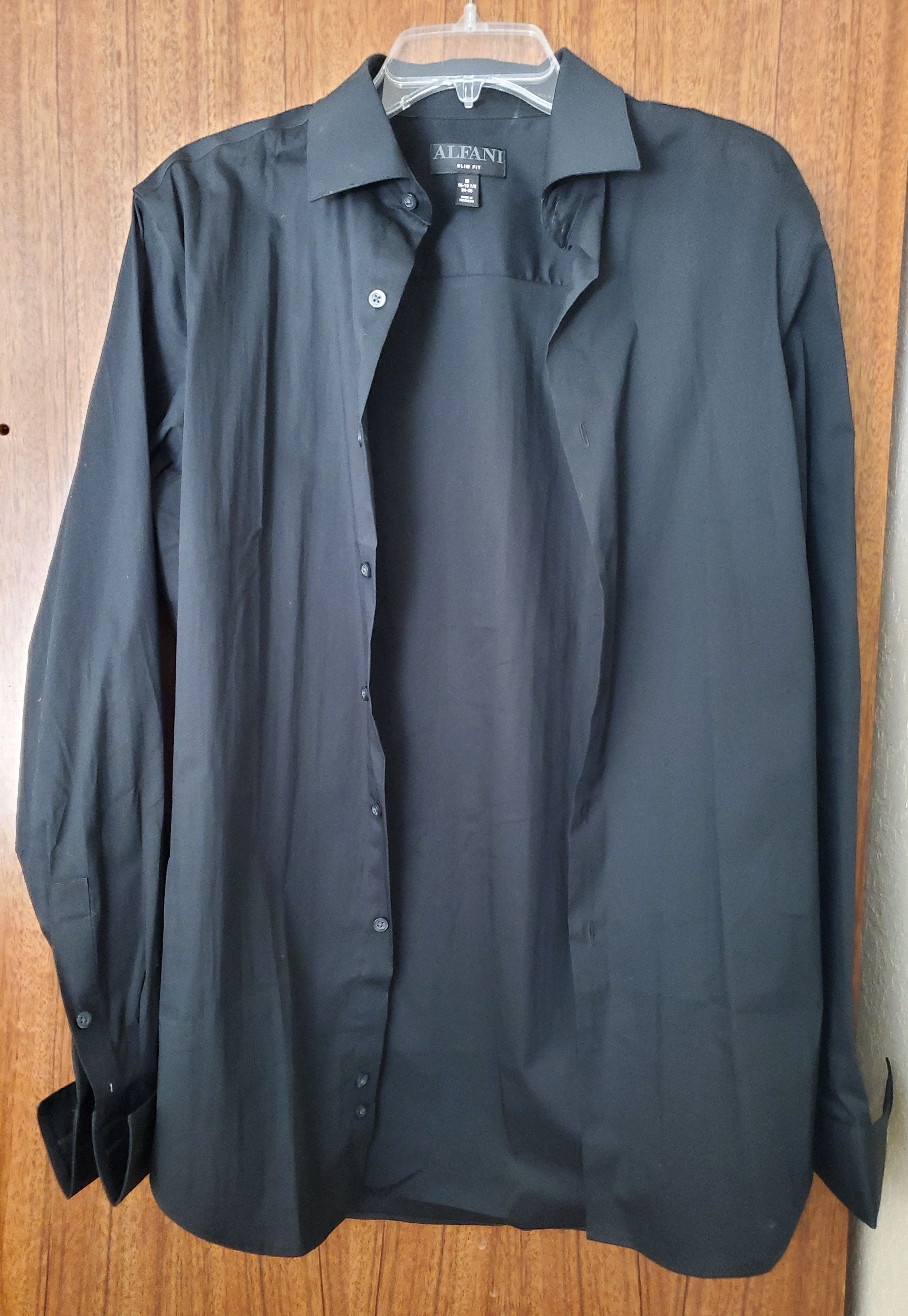 Alfani Alfani Slim Fit Long-Sleeve Black Formal Shirt Size US M / EU 48-50 / 2 - 1 Thumbnail