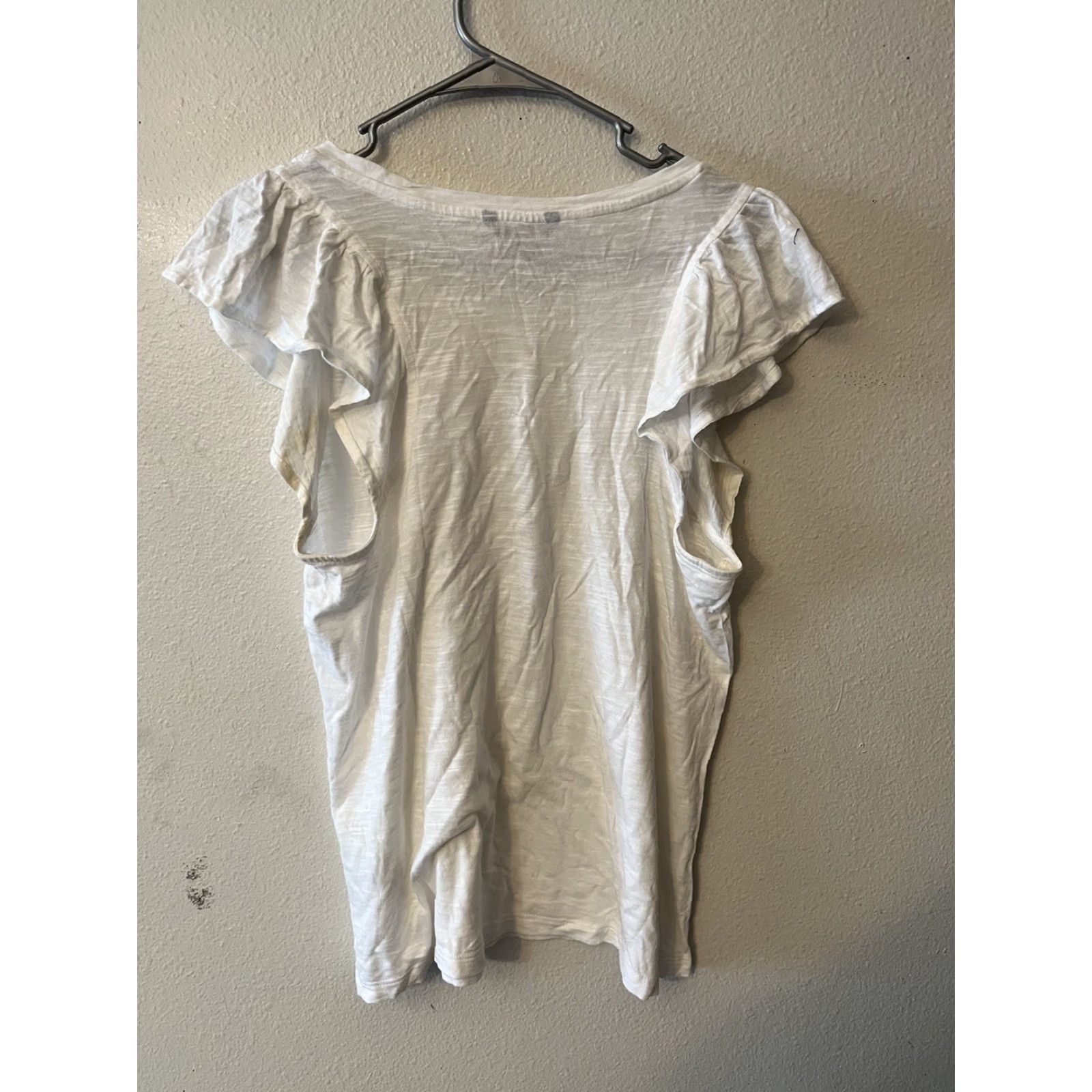 Banana Republic VINTAGE Banana Republic Blouse Shirt Flutter Sleeve White Medium Women Adult M Solid 90s Concert? Size M / US 6-8 / IT 42-44 - 3 Thumbnail