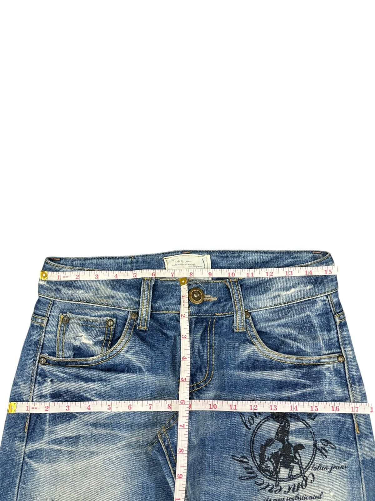 Hysteric Glamour Vintage Lolita Punk Printed Faded Wash Distress Jeans Size 31" - 11 Thumbnail