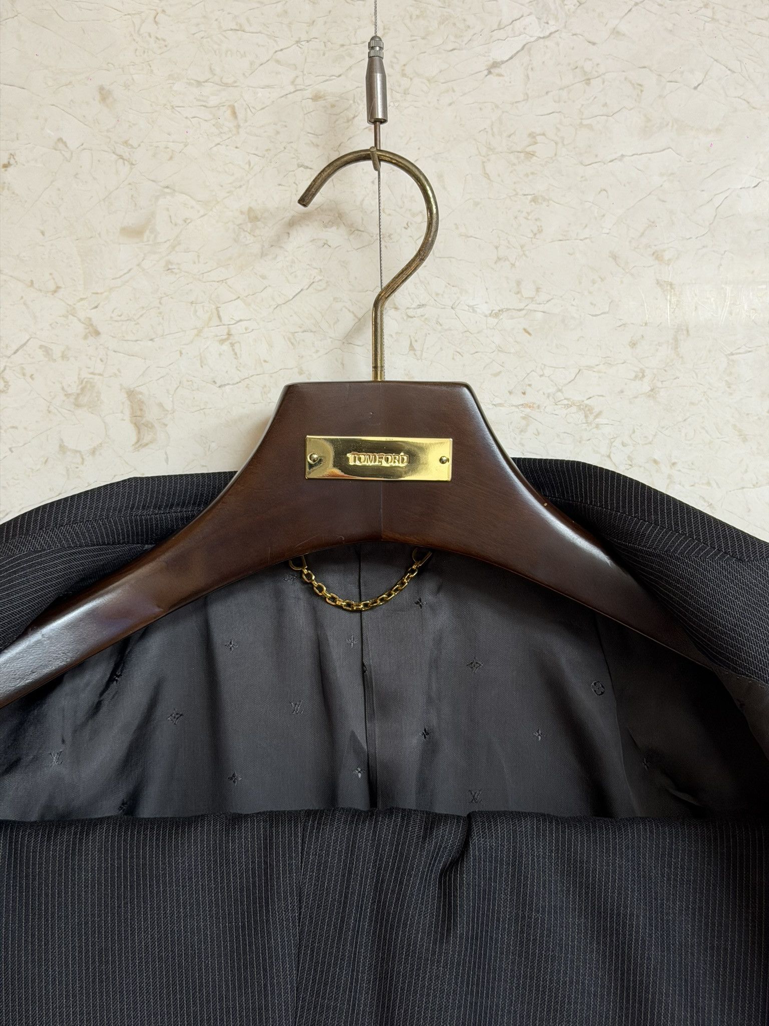 Louis Vuitton LOUIS VUITTON / Tailor Made Charcoal Stripe Suit / 50 Size 40R - 6 Thumbnail