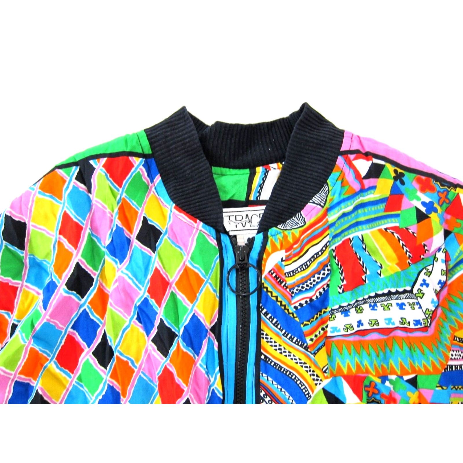 Rainbow VINTAGE TRACES Jacket Geometric 100% Rayon Rainbow Track M-L Women Zip Size M / US 6-8 / IT 42-44 - 4 Thumbnail