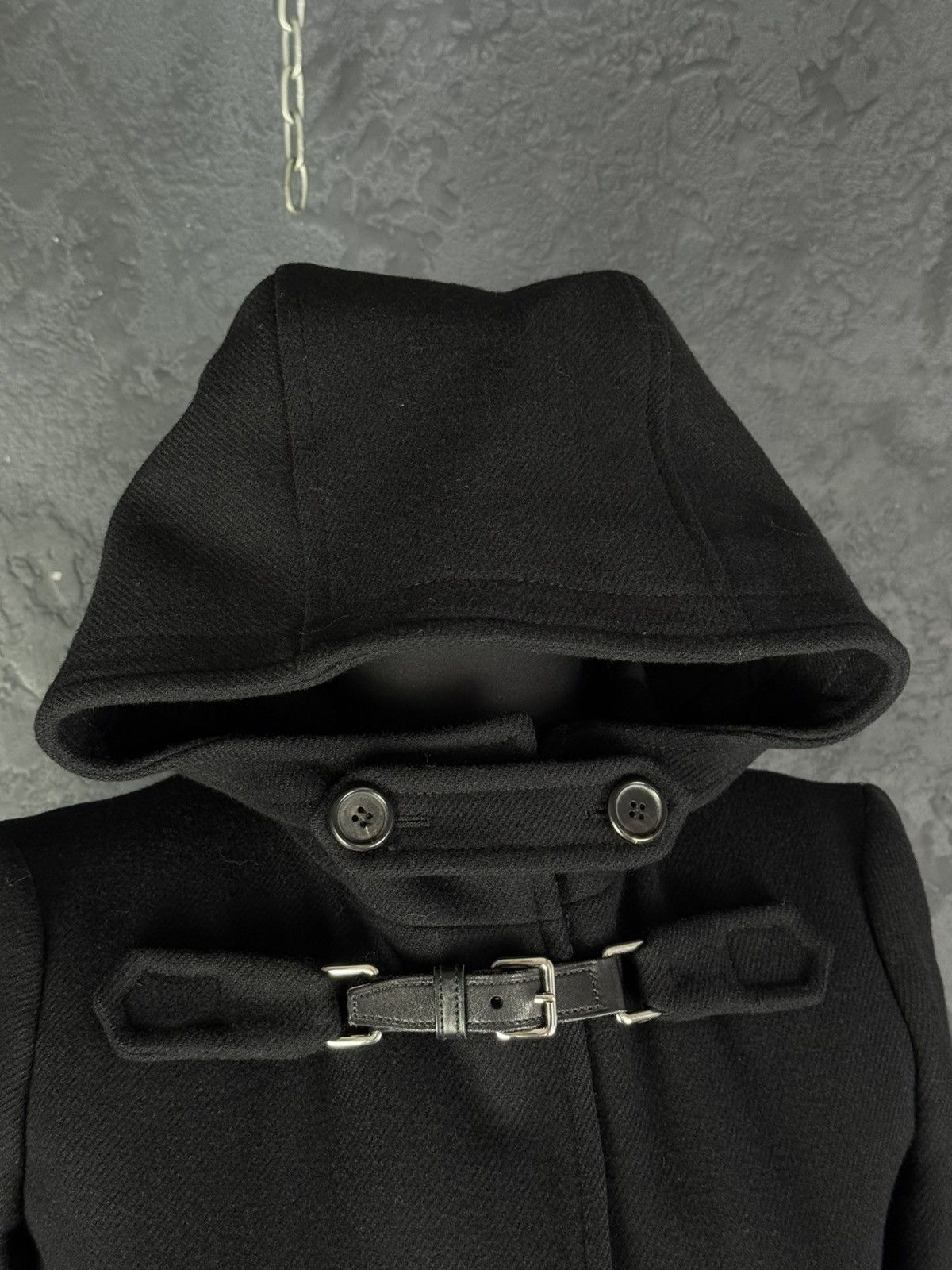 Prada 2000s Prada Women’s Black Buckled Wool Long Duffle Coat Size S / US 4 / IT 40 - 5 Thumbnail