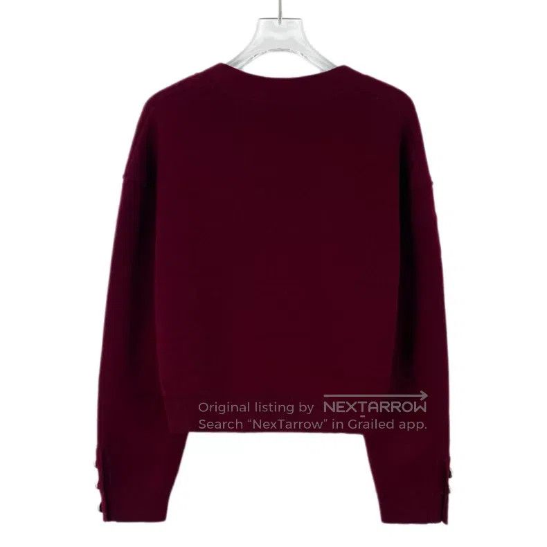 Chanel Chanel Burgundy logo embossed cashmere V-neck single-breas Size XS / US 0-2 / IT 36-38 - 2 Thumbnail