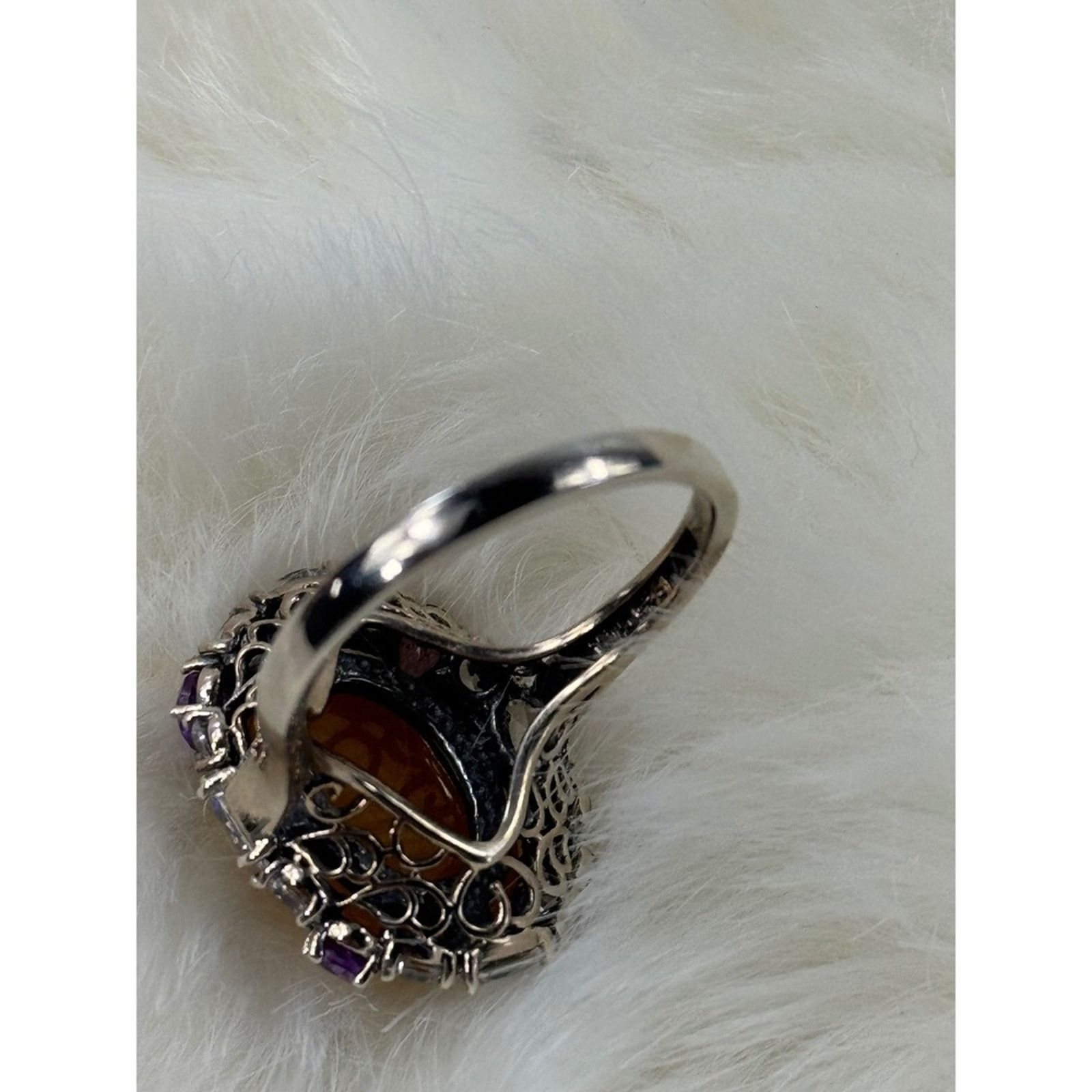 & Other Stories JOY 925 Sterling Silver Yellow Jade size 10 Amethyst RING Size ONE SIZE - 5 Thumbnail