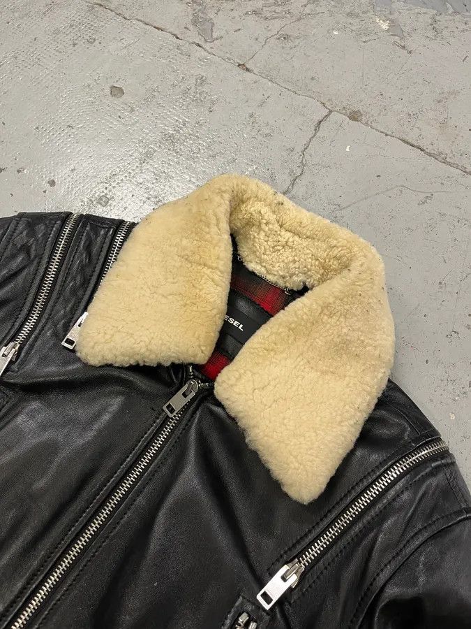 Diesel FW2017 Diesel Multi Zip Shearling Collar Black Leather Jacket Size US L / EU 52-54 / 3 - 5 Thumbnail
