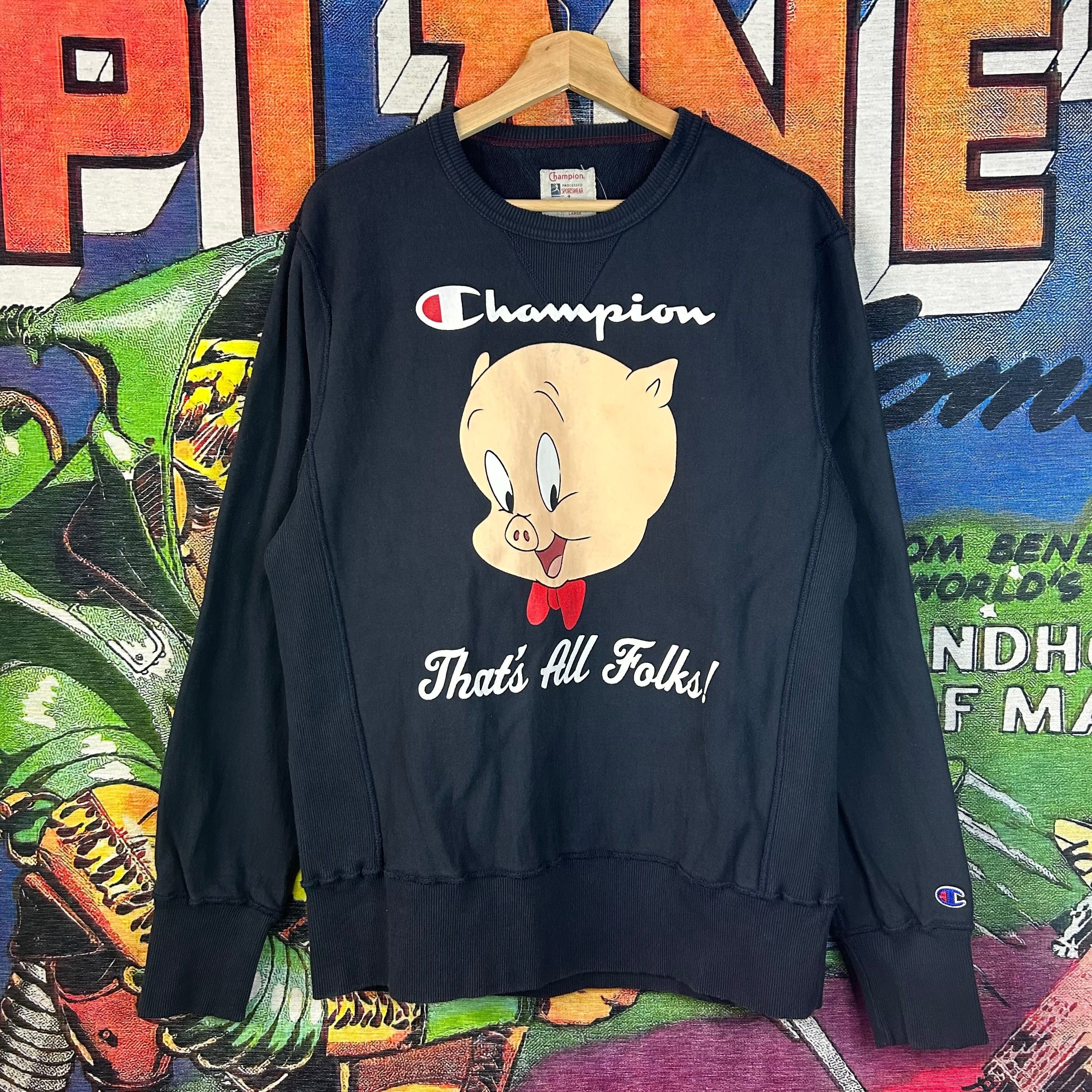 Champion Vintage 90s Champion Porky Pig Sweatshirt Size Large Size US L / EU 52-54 / 3 - 1 Thumbnail