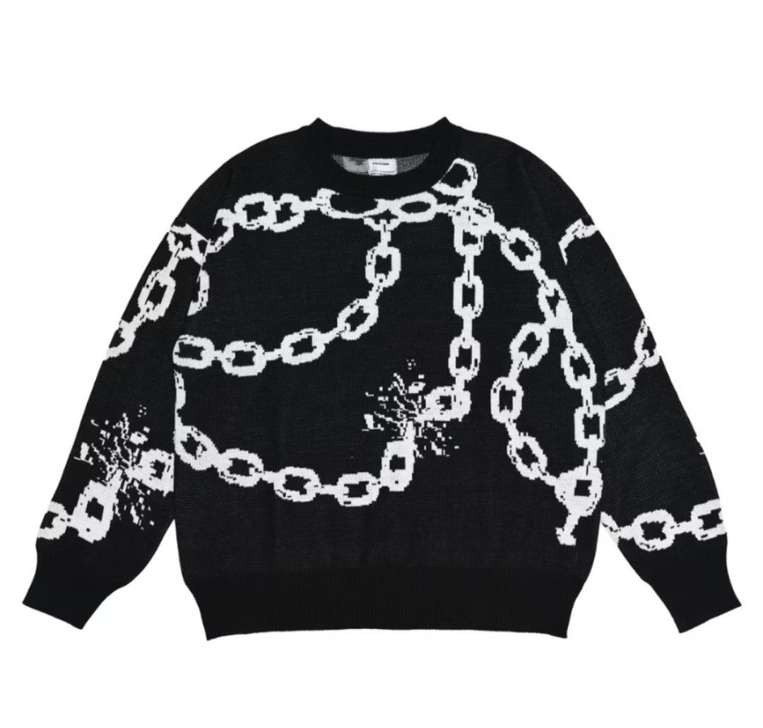 Japanese Brand Chain black colour harajuku Japanese style knitwear sweater Size US M / EU 48-50 / 2 - 2 Thumbnail