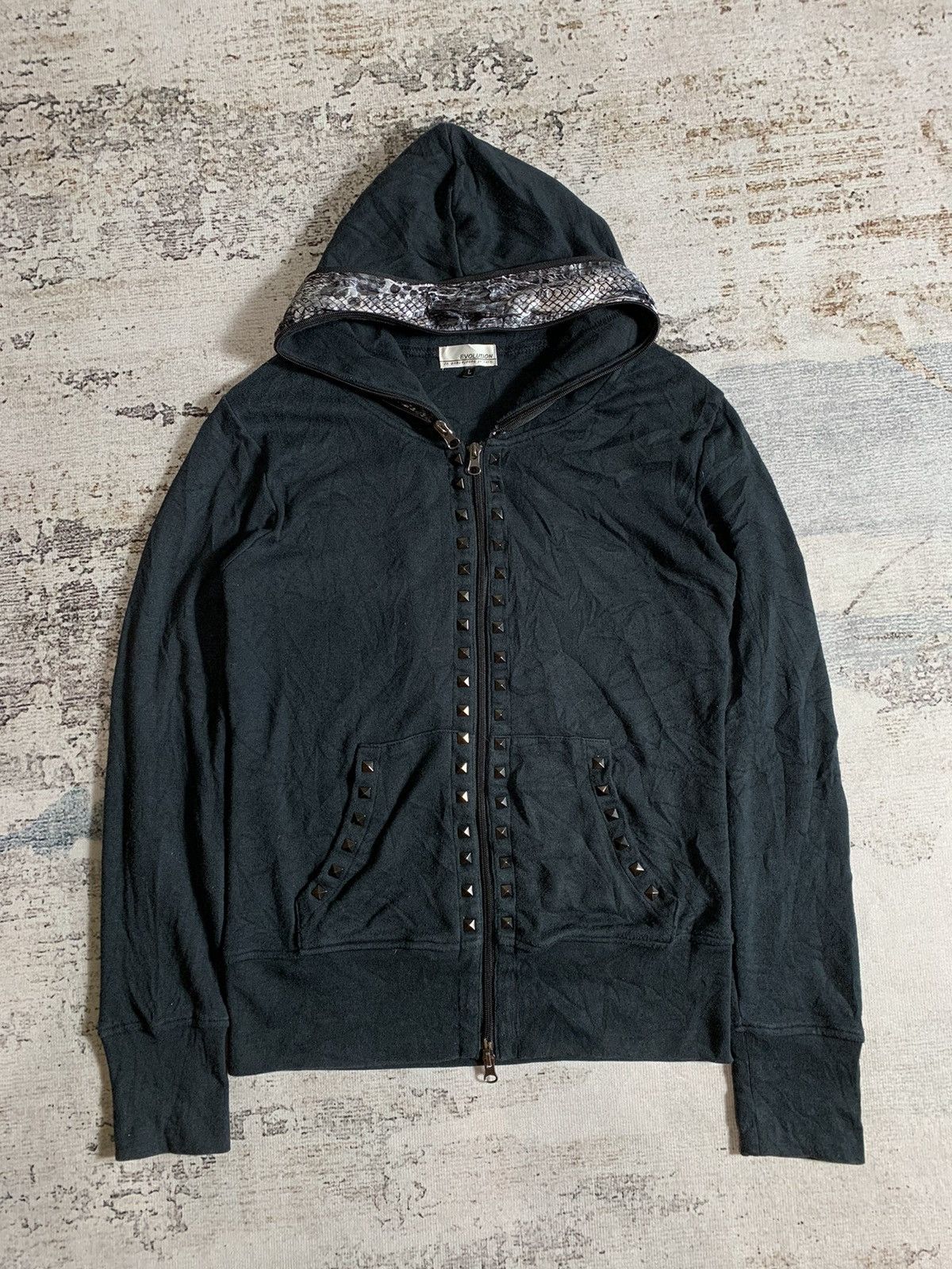 image of If Six Was Nine Take Me Awayjapan-Evolution Snake Studded Hoodie in Black, Men's (Size Medium)