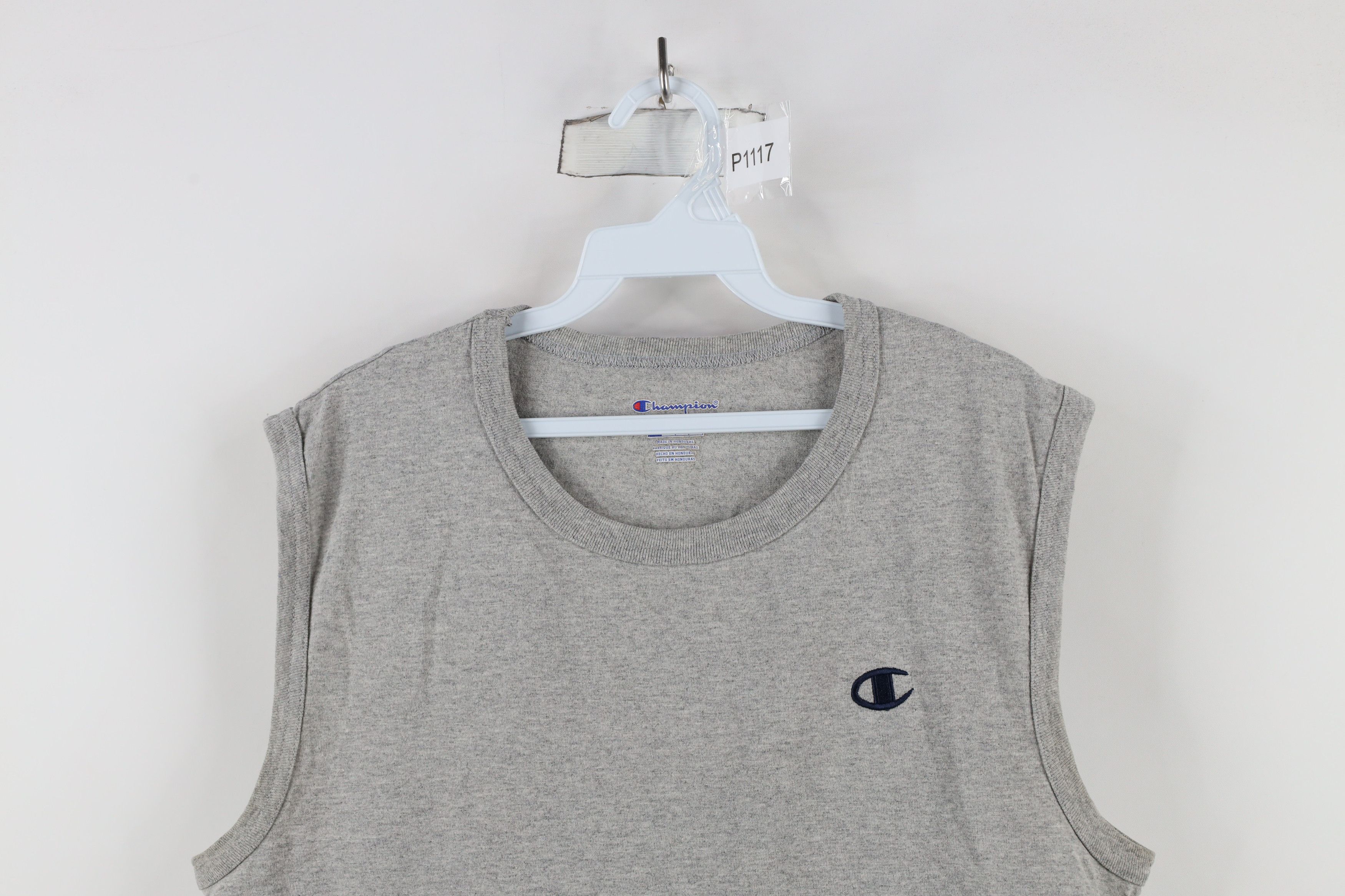 Champion × Vintage Vintage Champion Logo Sleeveless Muscle T-Shirt Heather Gray Size US L / EU 52-54 / 3 - 2 Thumbnail