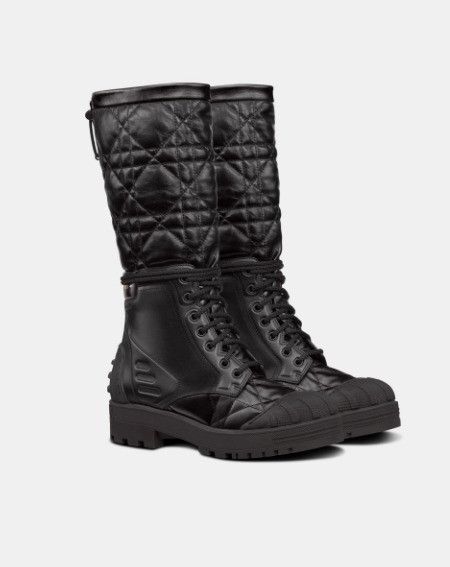 Dior o1w1db10924 Quilted Cannage Calfskin Boot in Black Size US 12 / IT 42 - 2 Thumbnail