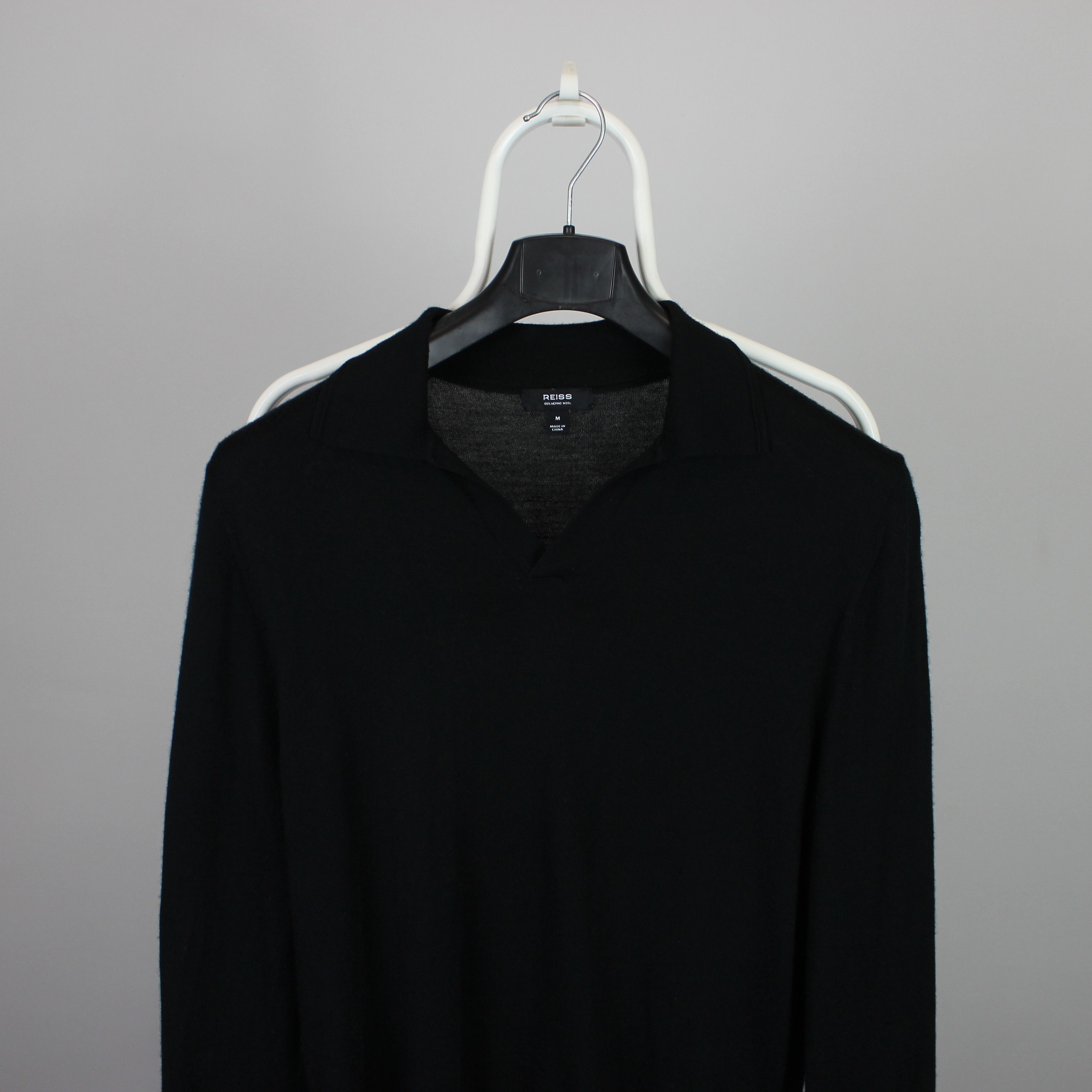 Reiss Reiss Black Milburn Wool Open Collar Polo Shirt M Size US M / EU 48-50 / 2 - 13 Thumbnail