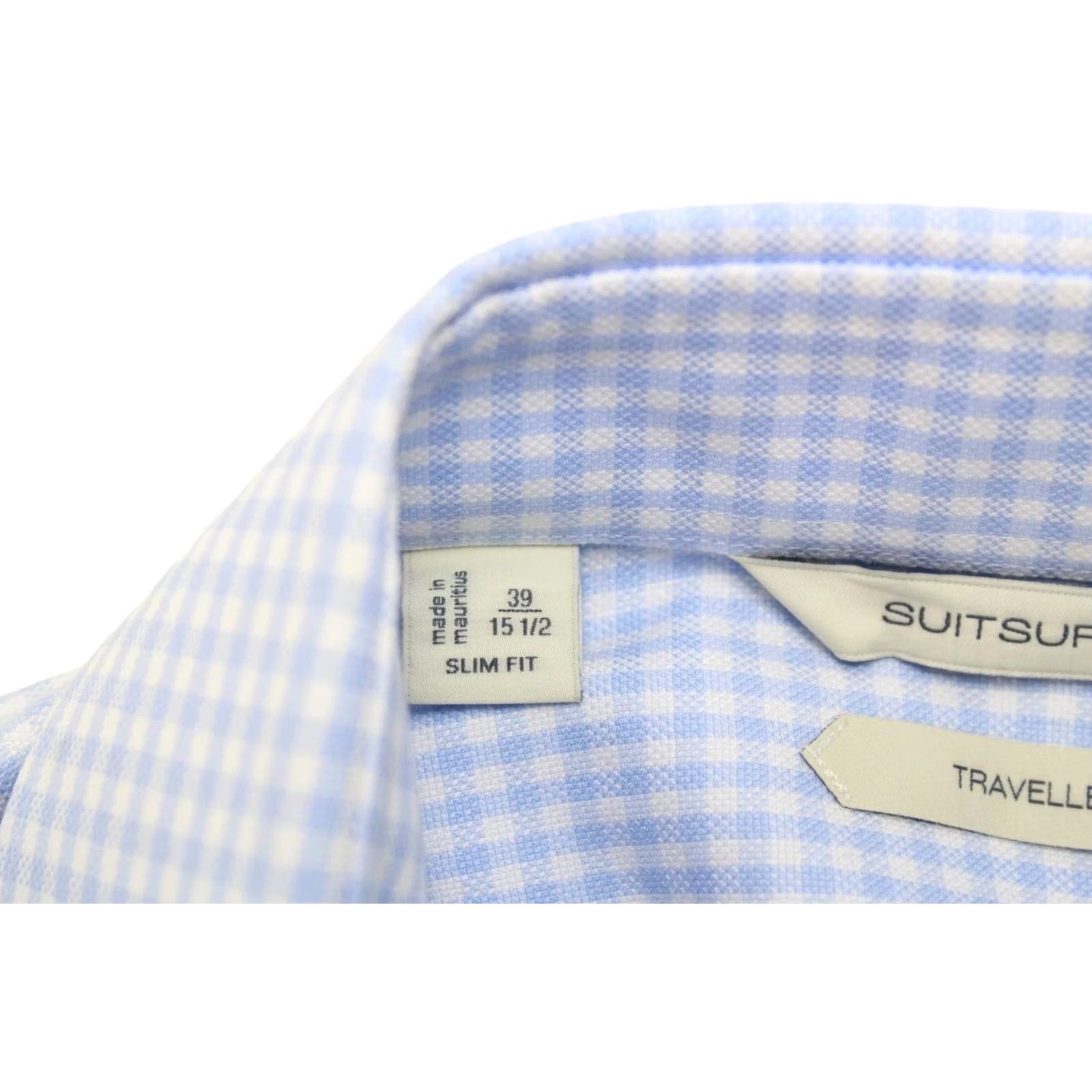Suitsupply Suitsupply Traveller Slim Fit Formal Shirt Check Cutaway Men 39 / 15 1/2 Blue Shirt Size 40R - 7 Thumbnail