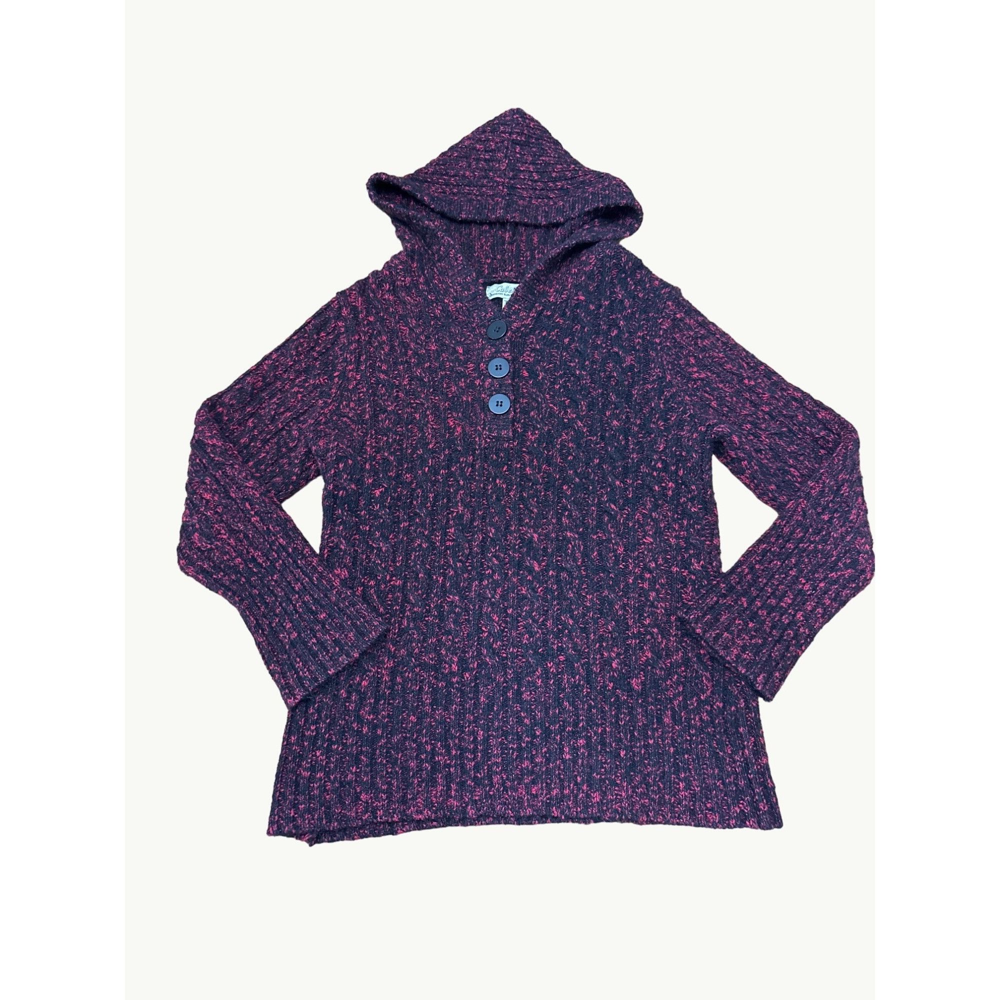 Cabelas Cabelas Burgundy Black Button Up Hooded Sweater Cozy Knit Co Size L / US 10 / IT 46 - 8 Thumbnail