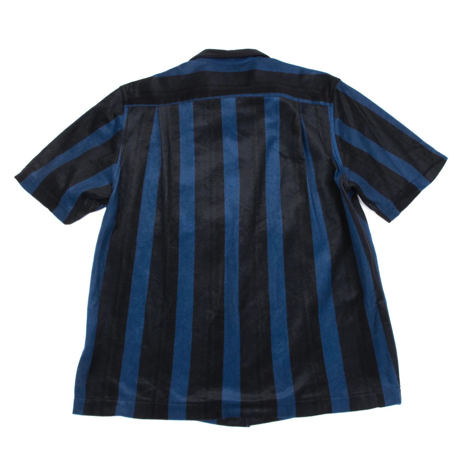 Comme des Garcons Homme Plus Nylon Pile Stripe Open Collar Short Sleeve Shirt Blue Black Size US M / EU 48-50 / 2 - 10 Thumbnail
