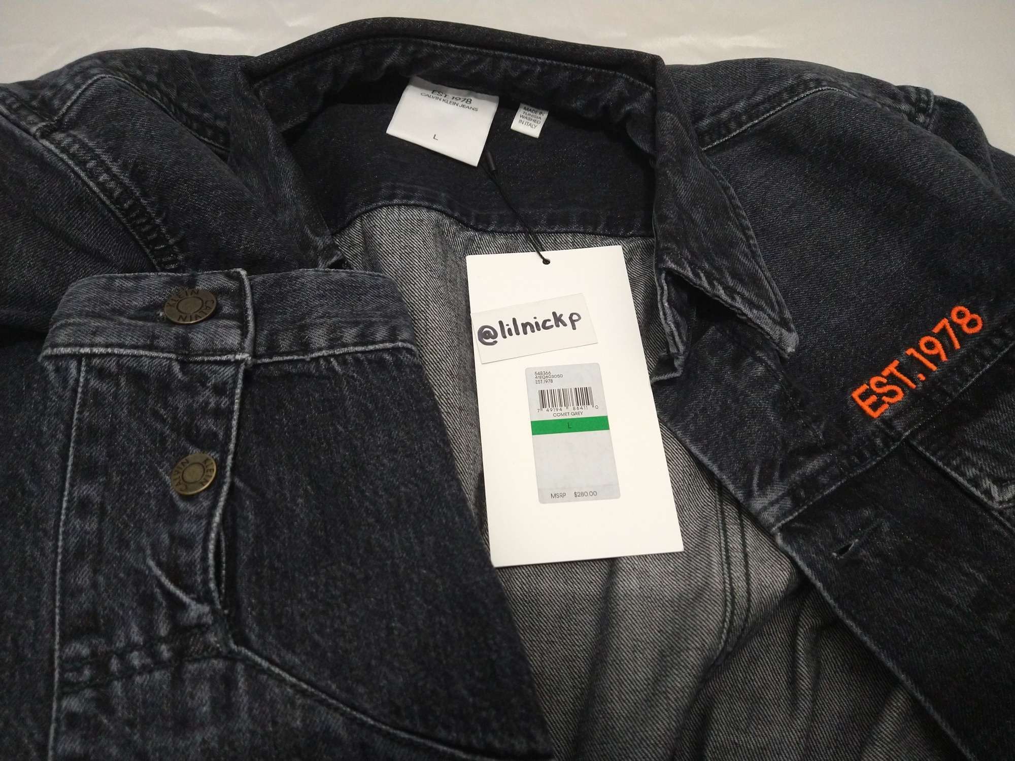 Calvin Klein 205W39NYC EST. 1978 Comet Grey Denim Trucker Jacket Size US L / EU 52-54 / 3 - 3 Thumbnail