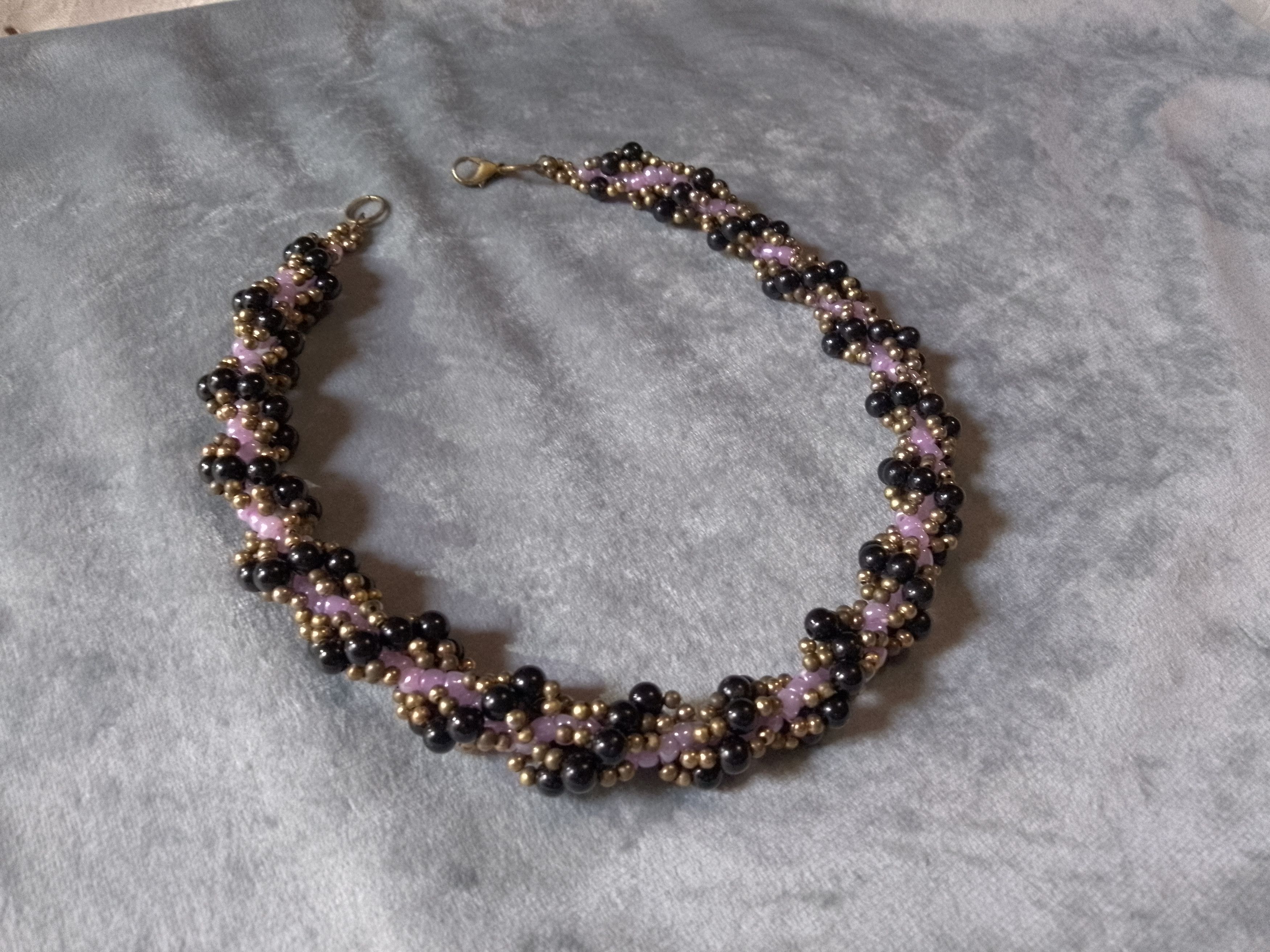 Handmade Necklace Black Pearls Tubular Vintage Style Elegant Size ONE SIZE - 6 Thumbnail