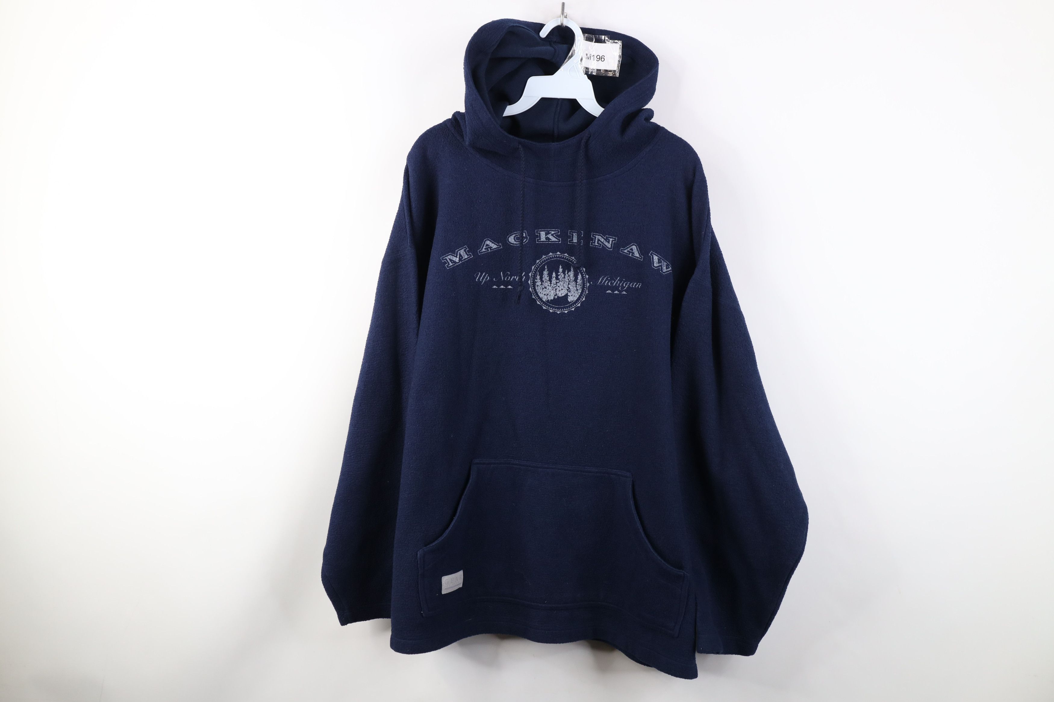 Vintage Vintage 90s Streetwear Michigan Mackinaw Fleece Hoodie Blue Size US XL / EU 56 / 4 - 1 Thumbnail