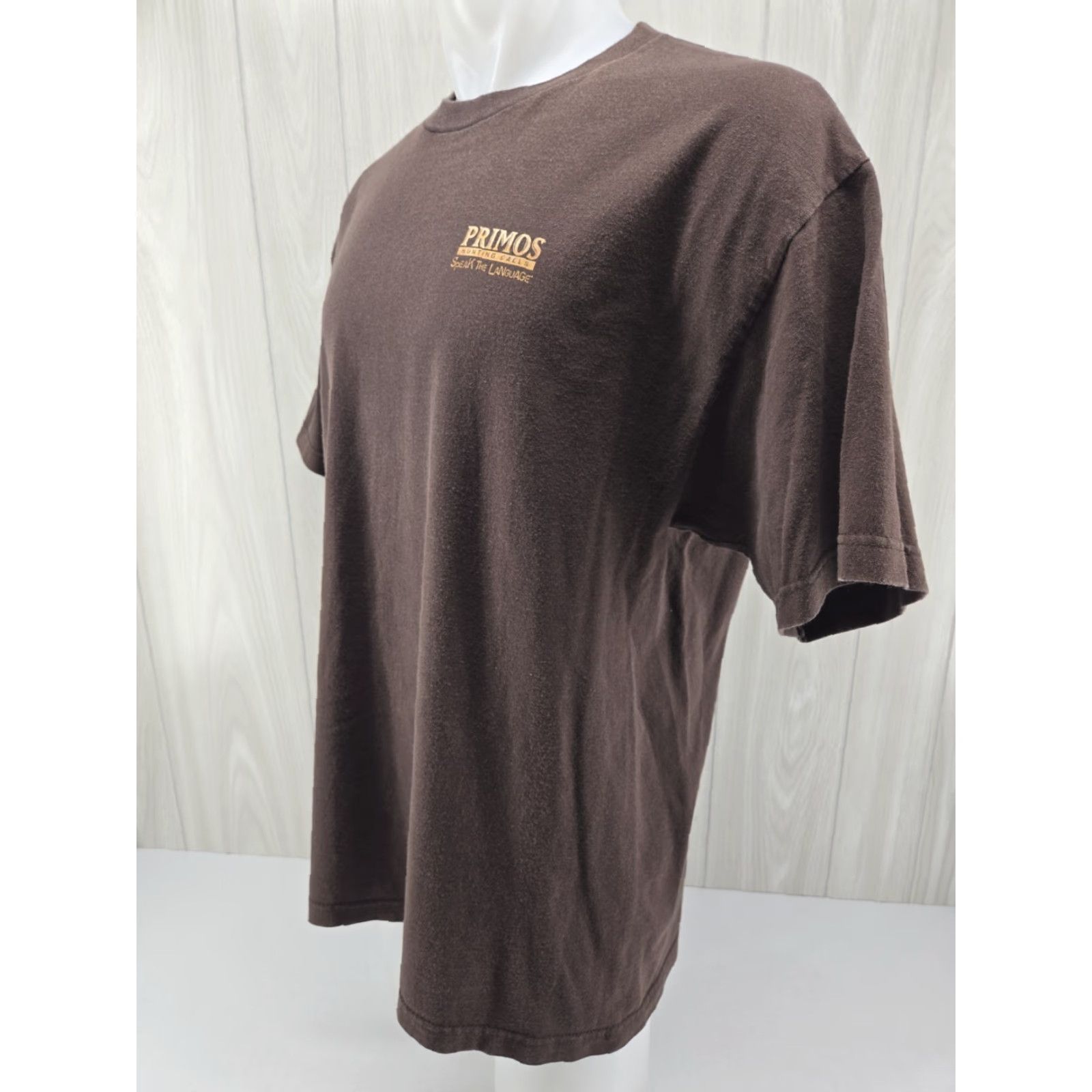 Vintage VINTAGE Primos Hunting Calls Brown T Shirt Predator XL Mens Short Sleeve Cotton Graphic Print Shirt XL Brown Predator 90s Size US XL / EU 56 / 4 - 4 Thumbnail