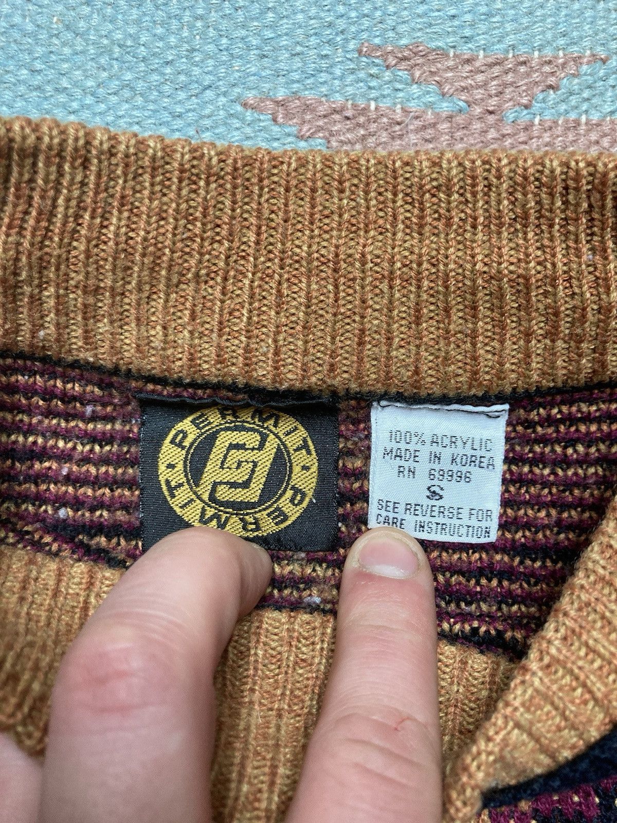 Vintage Vintage acrylic knit sweater abstract geometric adult small Size US S / EU 44-46 / 1 - 3 Thumbnail