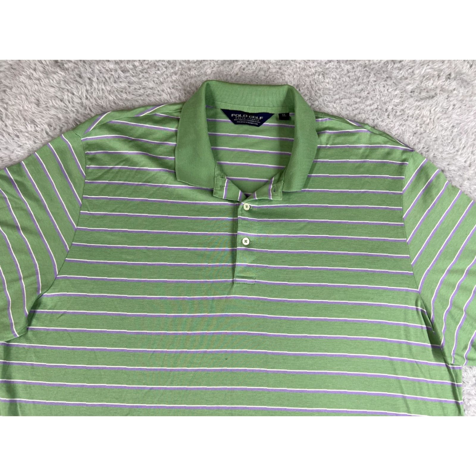 Polo Ralph Lauren Polo Ralph Lauren Shirt Mens XL Green Purple Stripe 100% Cotton Polo Golf Shirt Size US XL / EU 56 / 4 - 5 Thumbnail