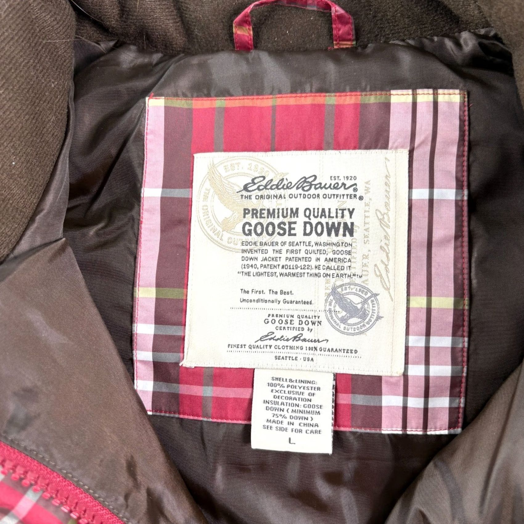 Eddie Bauer Eddie Bauer Vest Womens Large Red Plaid Goose Down Puffer Jacket Full Zip Vest Ladies Red Plaid Down Puffer Zip Jacket Size L / US 10 / IT 46 - 5 Thumbnail