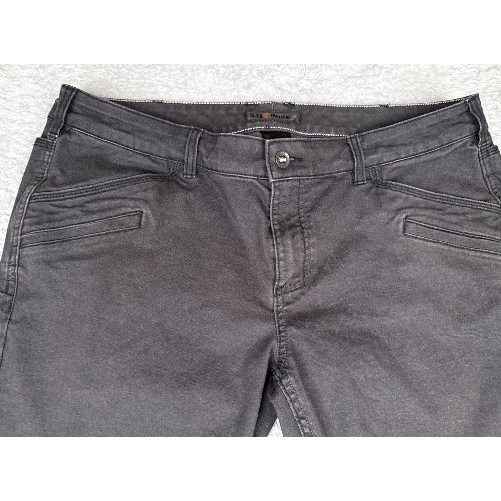 Vintage 5.11 Tactical Jeans Women 16 Regular Slim Stretch Charcoal Gray Denim 5-Pocket Zip Back Patch Pockets Casual Work Range Army Size 38" / US 16 / IT 52 - 4 Thumbnail