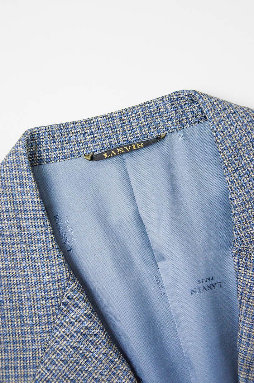 Lanvin LANVIN Classique Pure Wool Blazer Blue Micro-Check 54R Size 54R - 6 Thumbnail