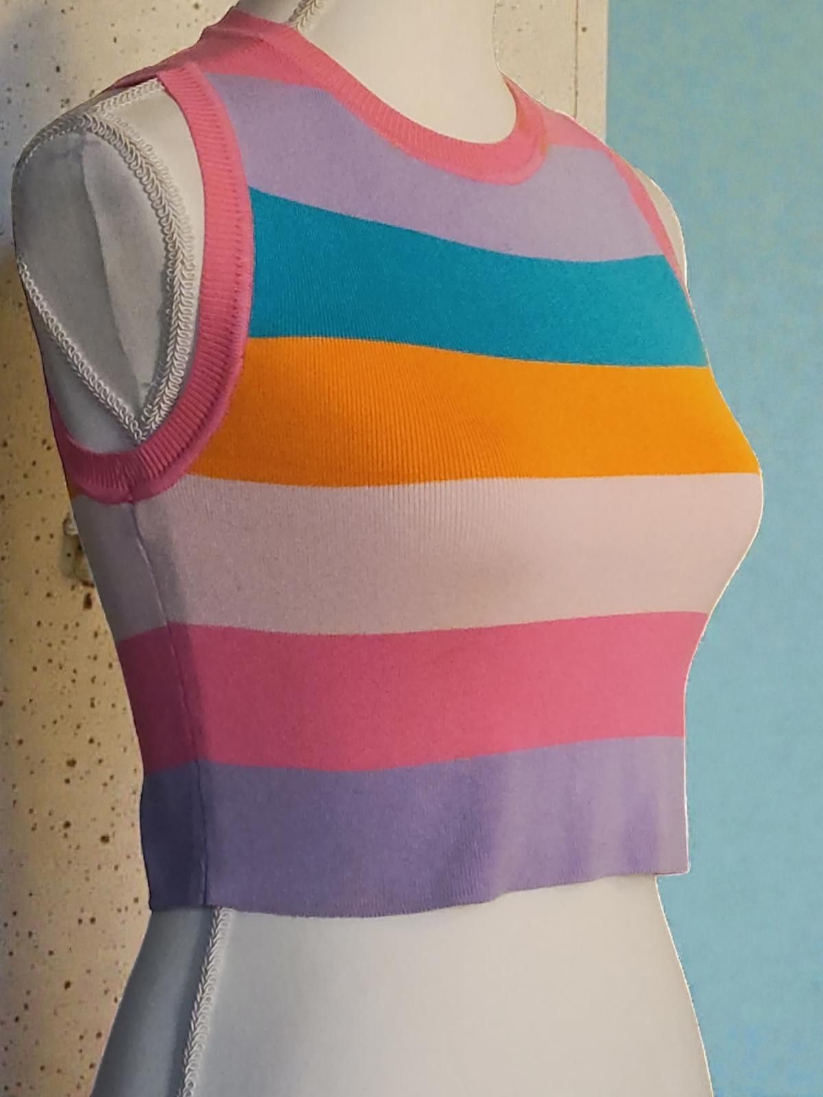 Zara ZARA Striped Knit Crop Top Size Large Size L / US 10 / IT 46 - 4 Thumbnail