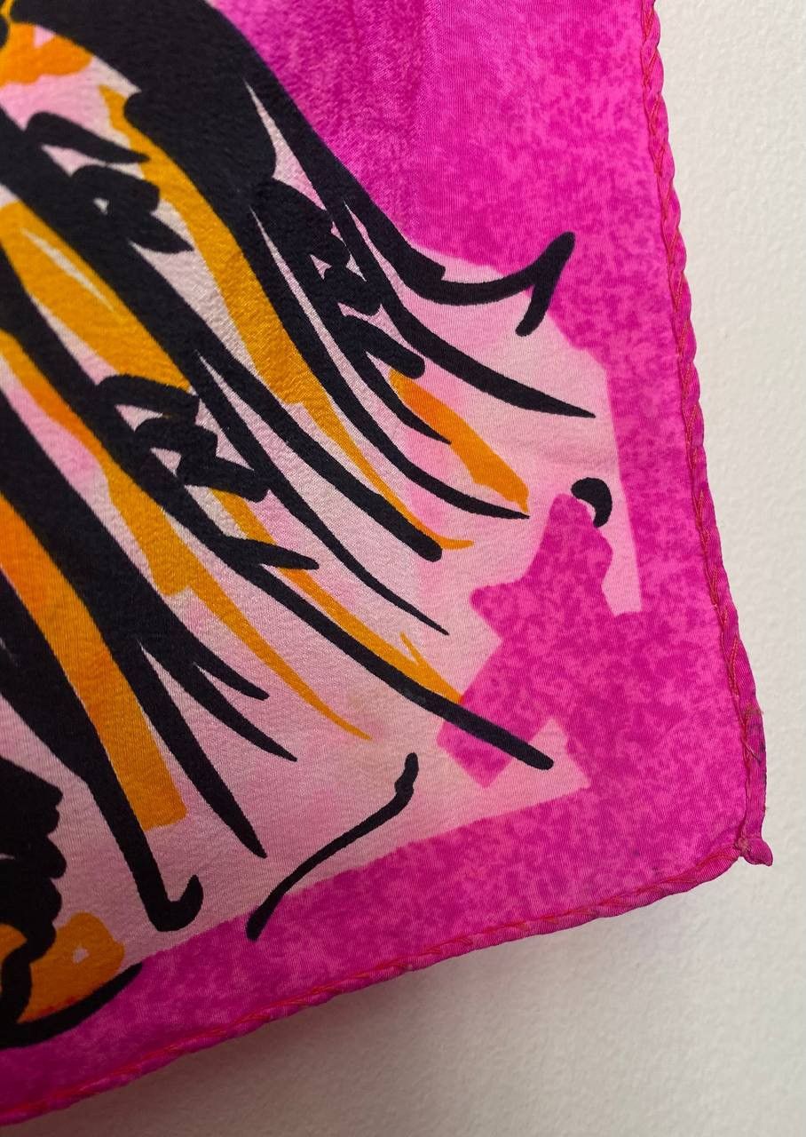 Escada × Vintage Rare 1980's ESCADA Jewel Tone Tiger Scarf 100% Silk Designer Size ONE SIZE - 8 Thumbnail
