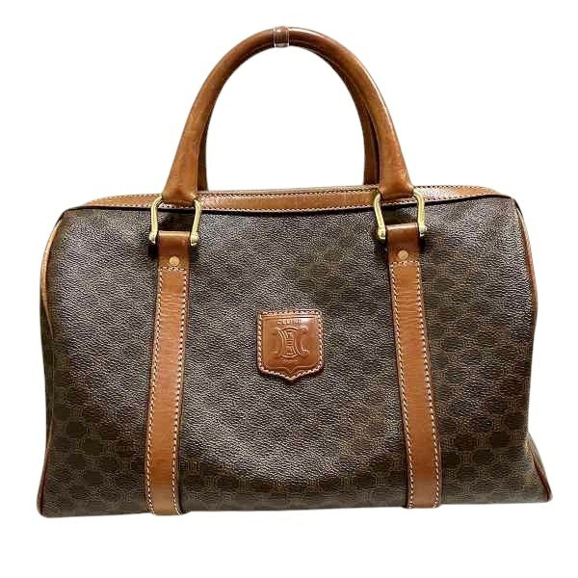 CELINE Macadam M09 Brown Bag Boston Handbag Women's