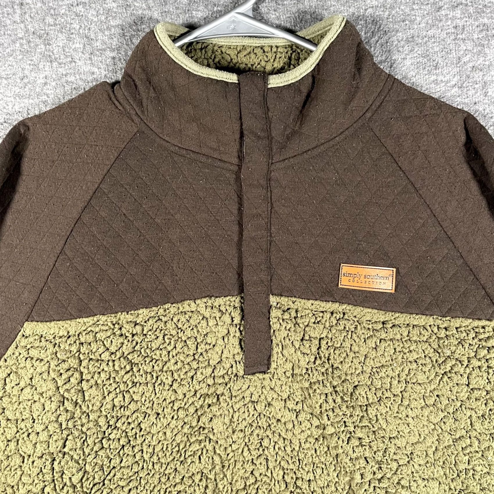 Vintage Simply Southern Sweater Womens XXL Brown Sherpa Fleece Mock Neck Pullover Size XXL / US 16-18 / IT 52-54 - 2 Thumbnail