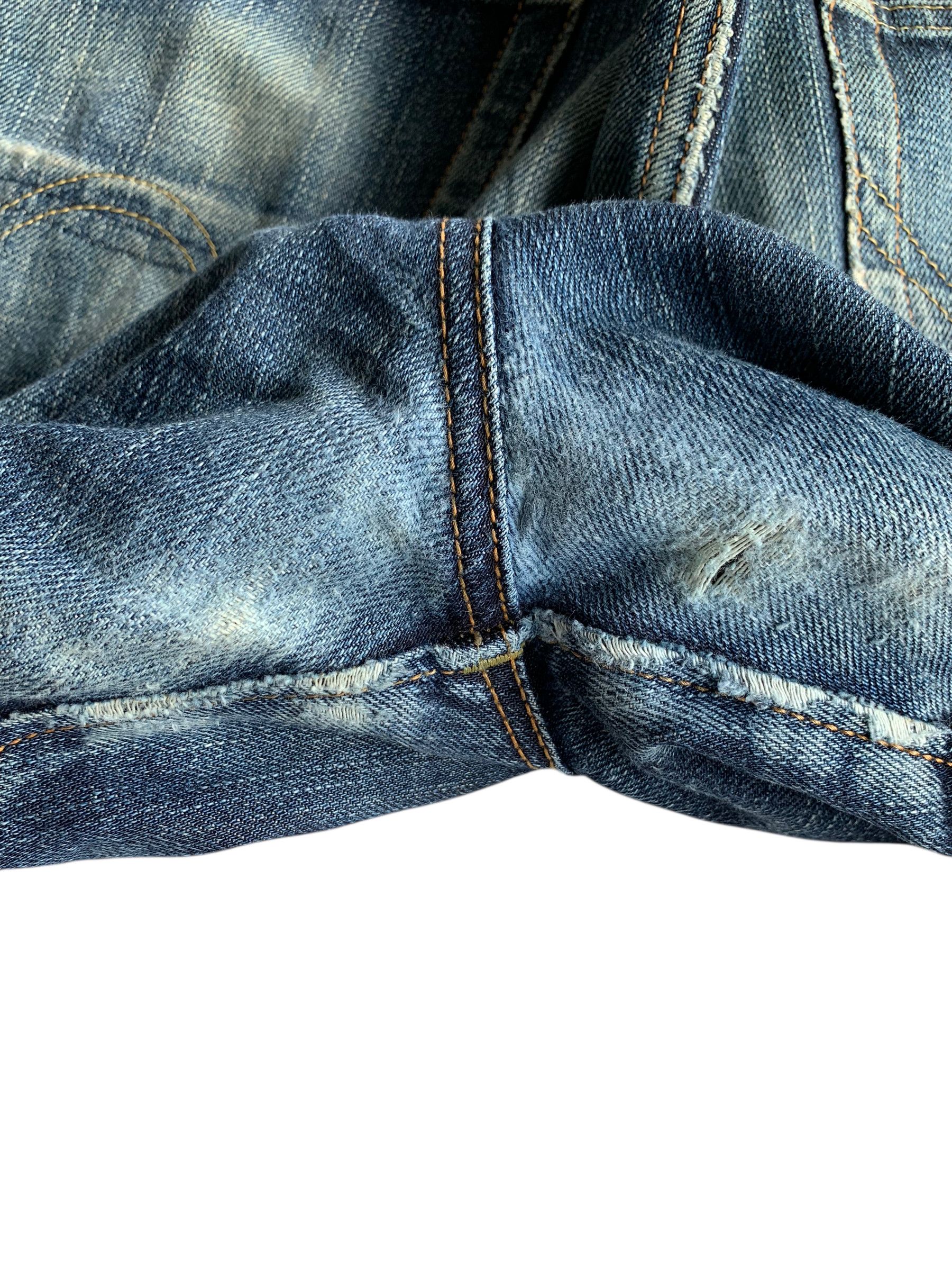 Kapital EDWIN SELVEDGE 505zx FADED &RUSTY DISTRESSED DENIM Size US 33 - 23 Thumbnail