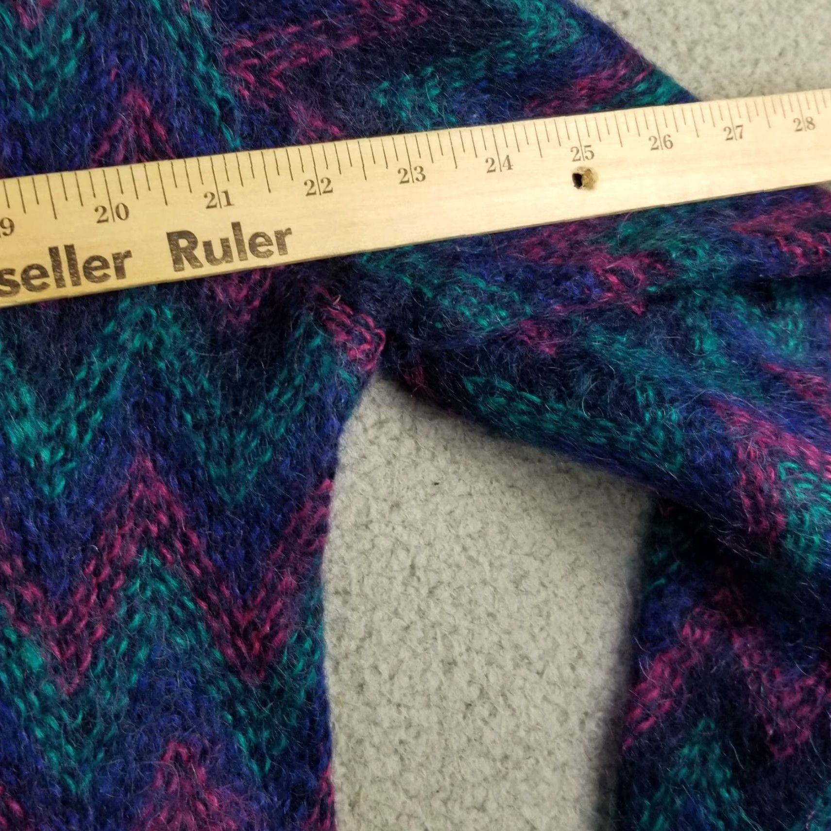 Vintage VINTAGE Karen Scott Mohair Sweater Medium Purple Blue Chunky-Knit Geometric 80s Boho Womens Size M / US 6-8 / IT 42-44 - 6 Thumbnail