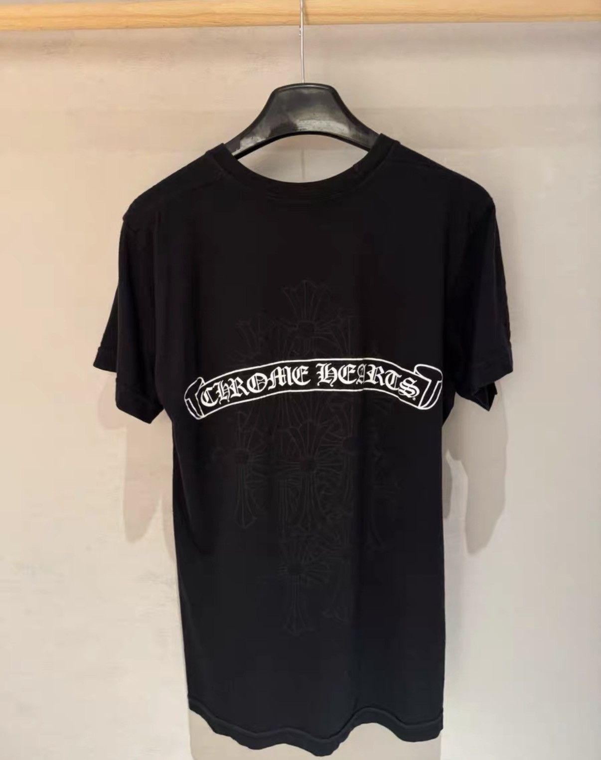 Chrome Hearts Chrome Hearts Black Scroll Shadow Cross Short Sleeve Tee Size US S / EU 44-46 / 1 - 1 Thumbnail