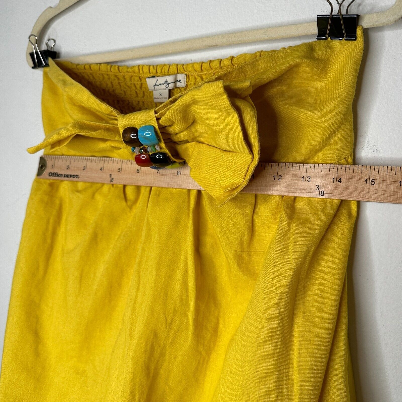 Other Twentyone Yellow Linen Sleeveless Blouson Mini Bead Bow Tie Size S / US 4 / IT 40 - 14 Thumbnail