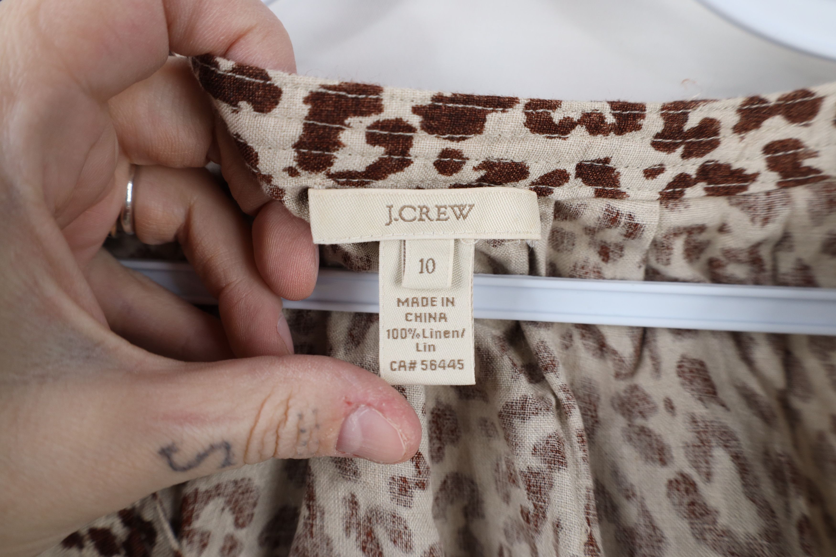 J.Crew × Vintage J Crew Leopard Print Linen Long Sleeve Blouse Shirt Top Size L / US 10 / IT 46 - 4 Thumbnail