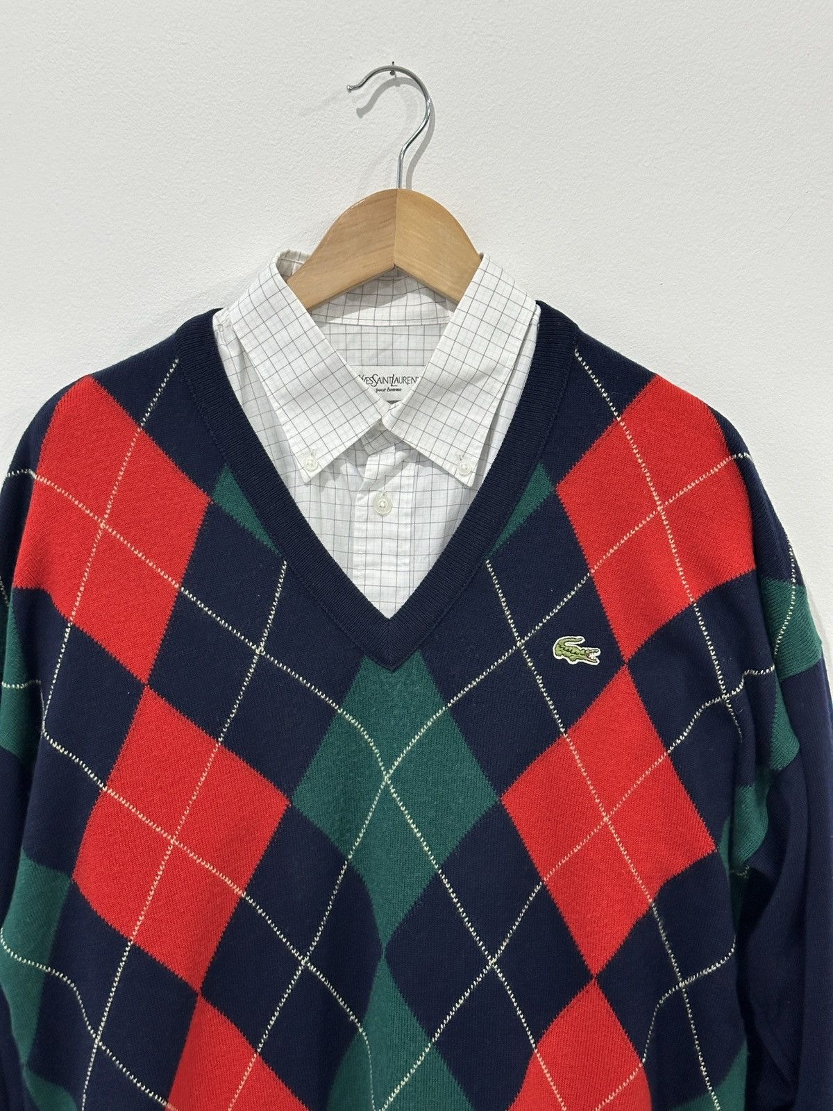 Lacoste × Vintage Vintage Lacoste V Neck Sweater Size US L / EU 52-54 / 3 - 3 Thumbnail