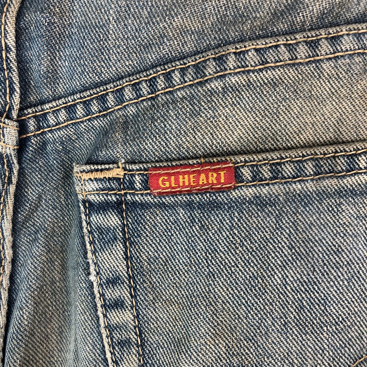 GL Hearth Blue patchwork Distressed Denim Pants #A2177
