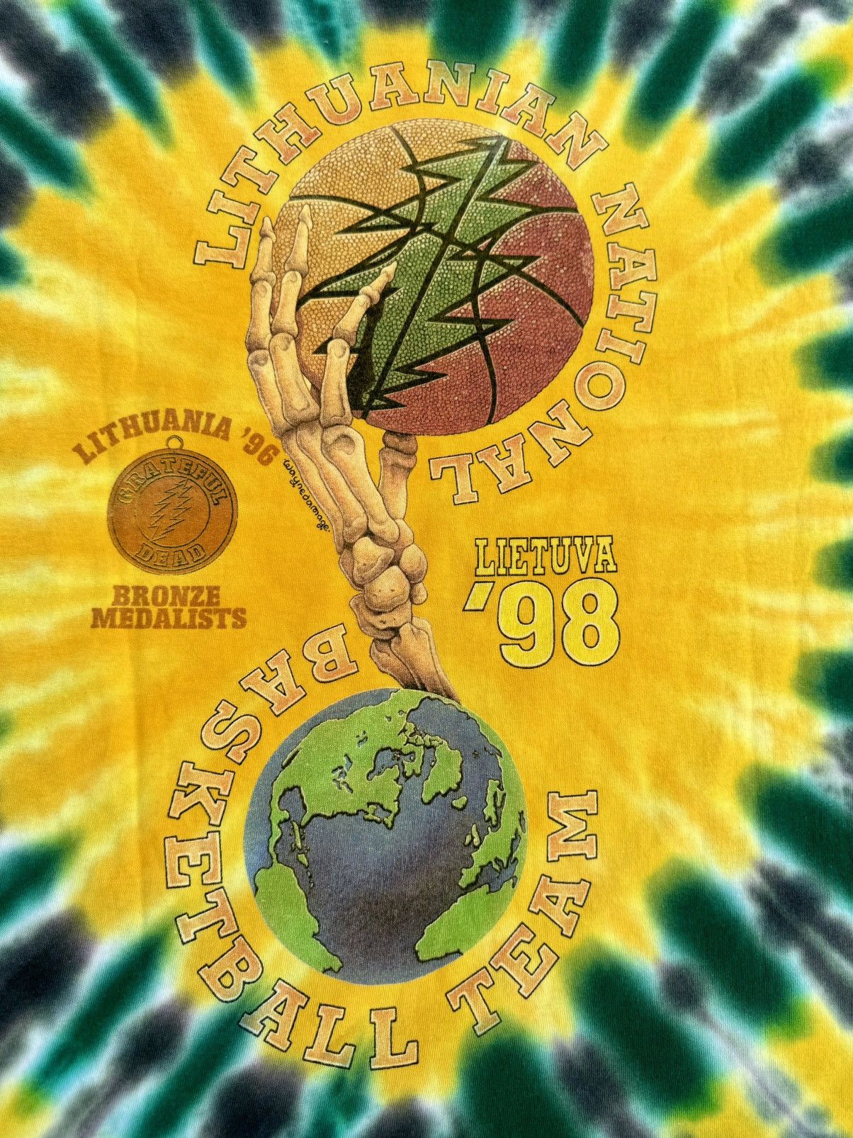 Grateful Dead × Liquid Blue × Vintage 1996 Grateful Dead Lithuania Vintage 90’s Band Tour T-Shirt Size US XL / EU 56 / 4 - 12 Thumbnail