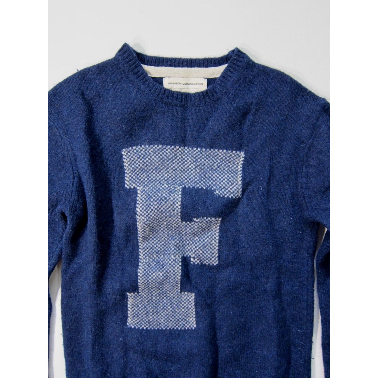 French Connection French Connection Wool Blue White F Logo Long Sleeve Pullover Sweater Men Small Size US S / EU 44-46 / 1 - 5 Thumbnail